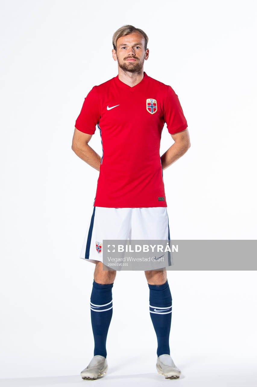 Iver Fossum of the Norwegian national football team poses