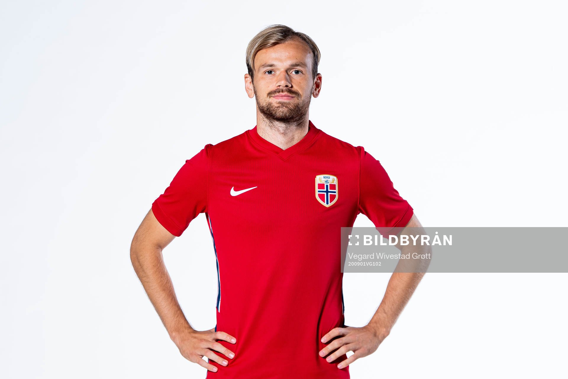 Iver Fossum of the Norwegian national football team poses