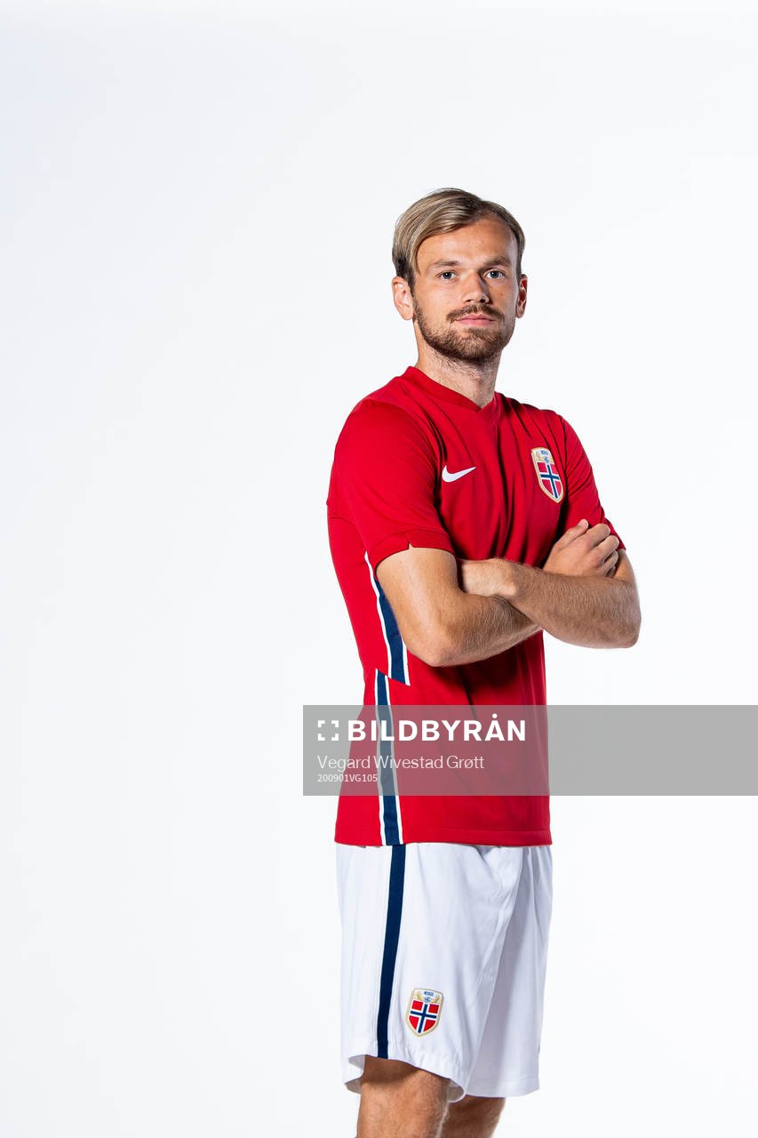 Iver Fossum of the Norwegian national football team poses