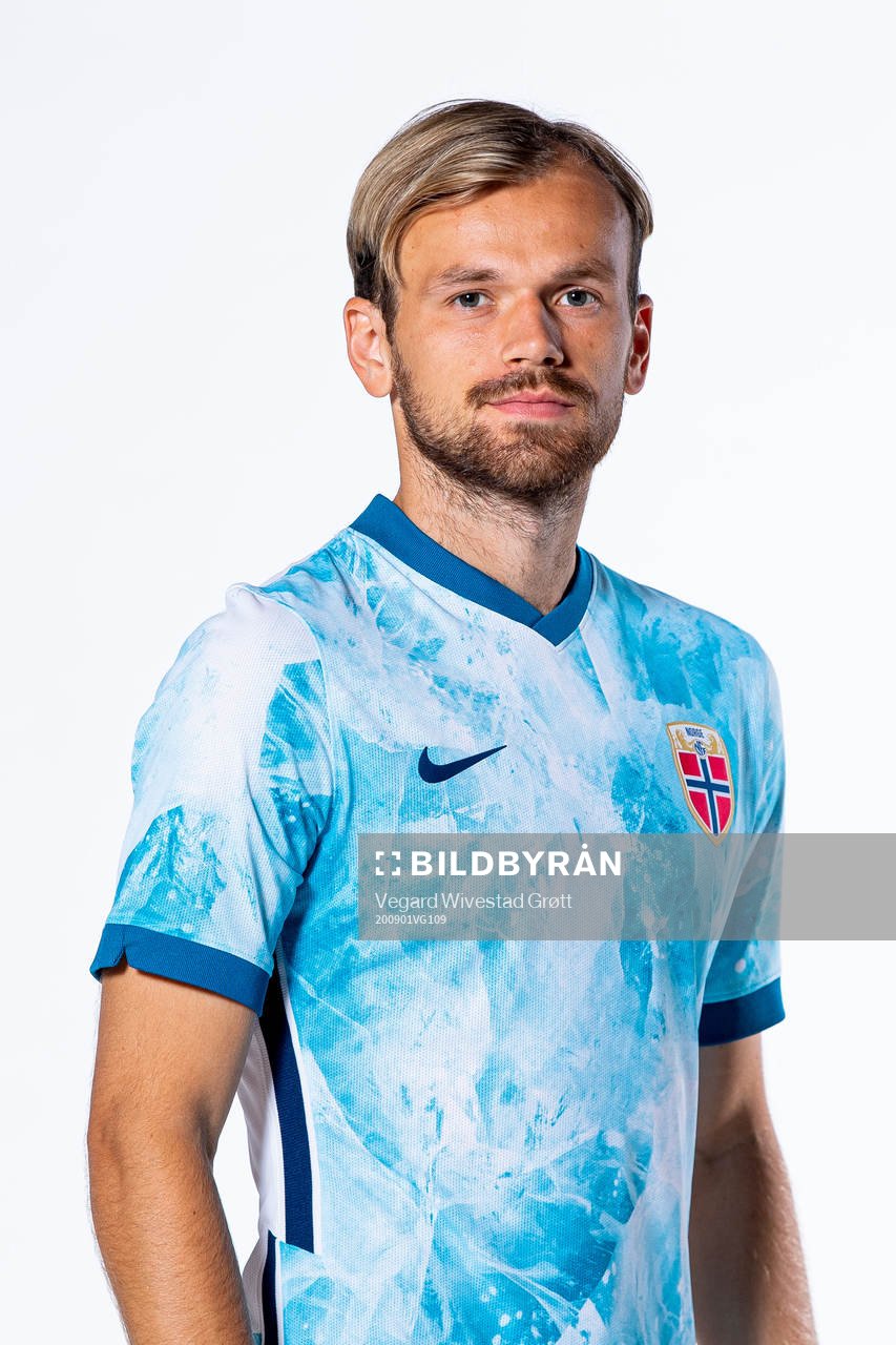 Iver Fossum of the Norwegian national football team poses