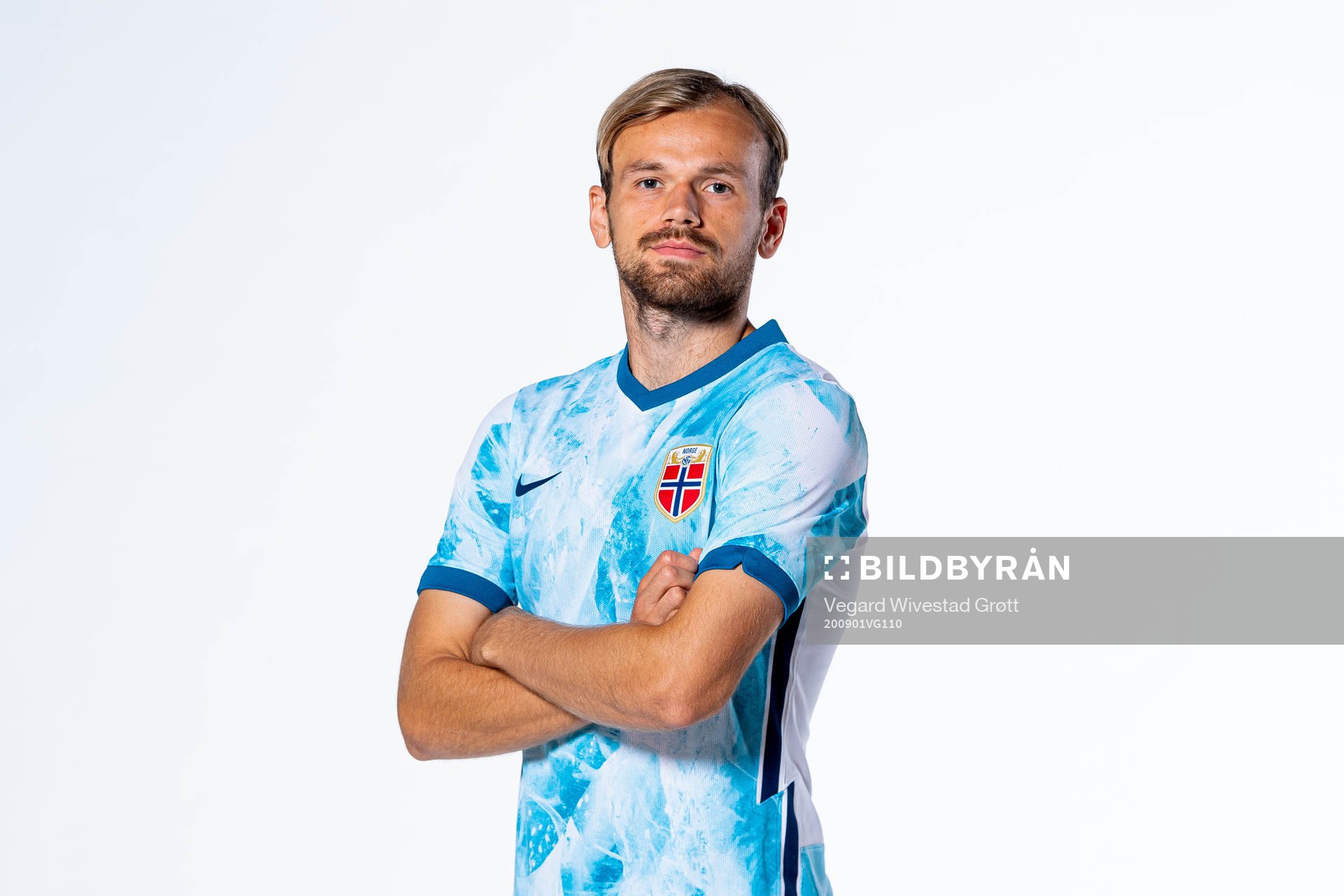 Iver Fossum of the Norwegian national football team poses
