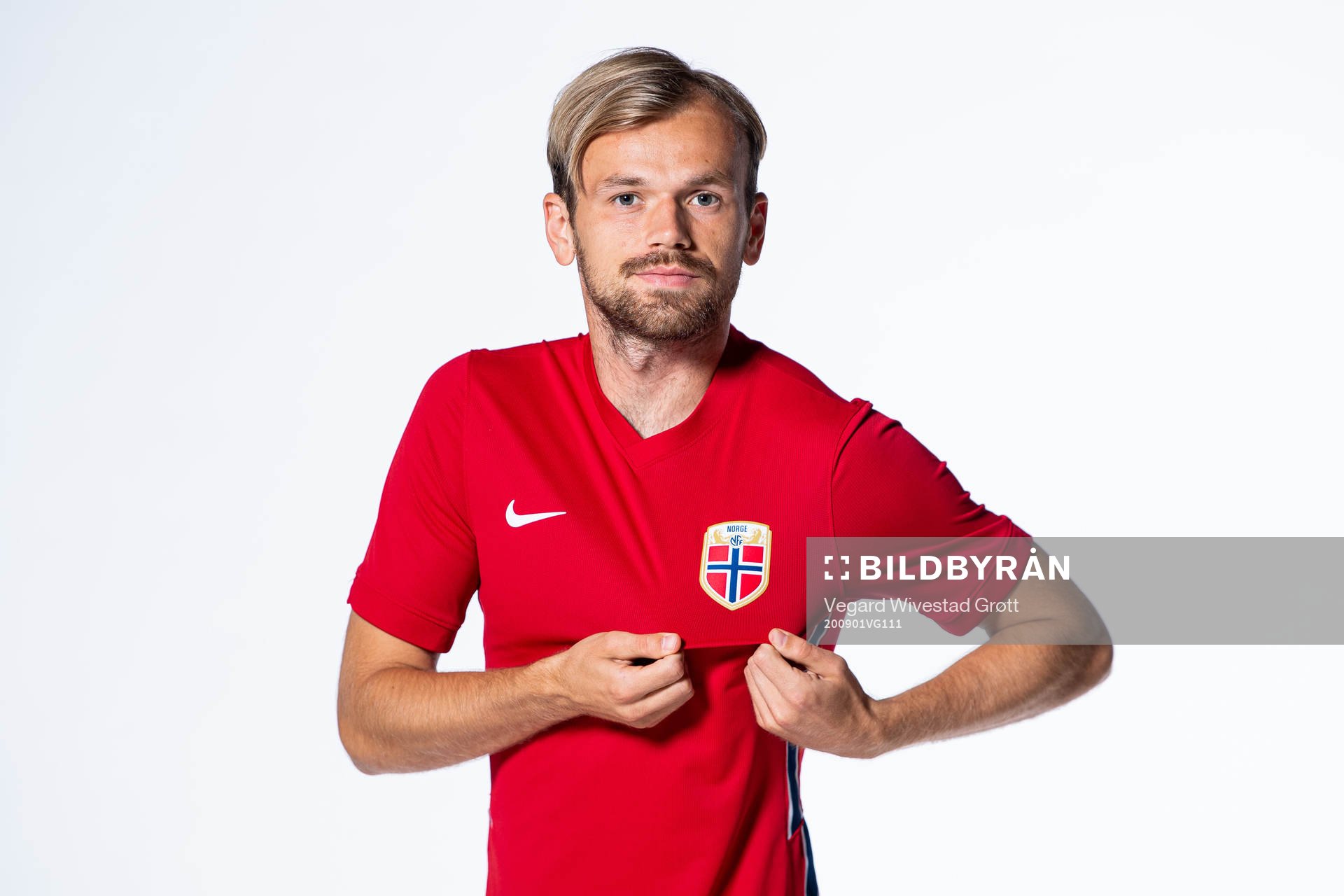 Iver Fossum of the Norwegian national football team poses