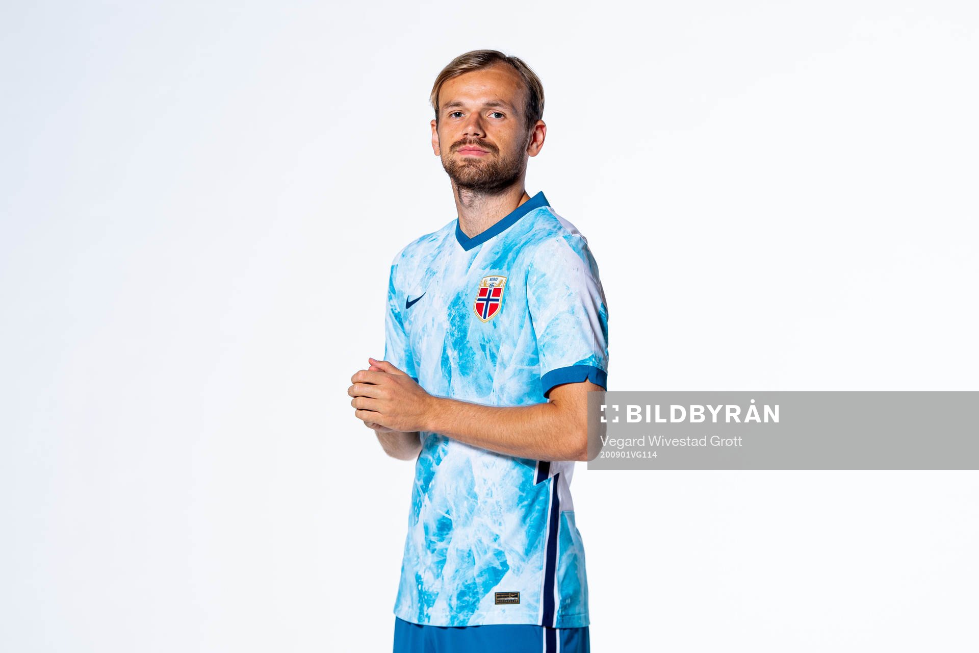 Iver Fossum of the Norwegian national football team poses