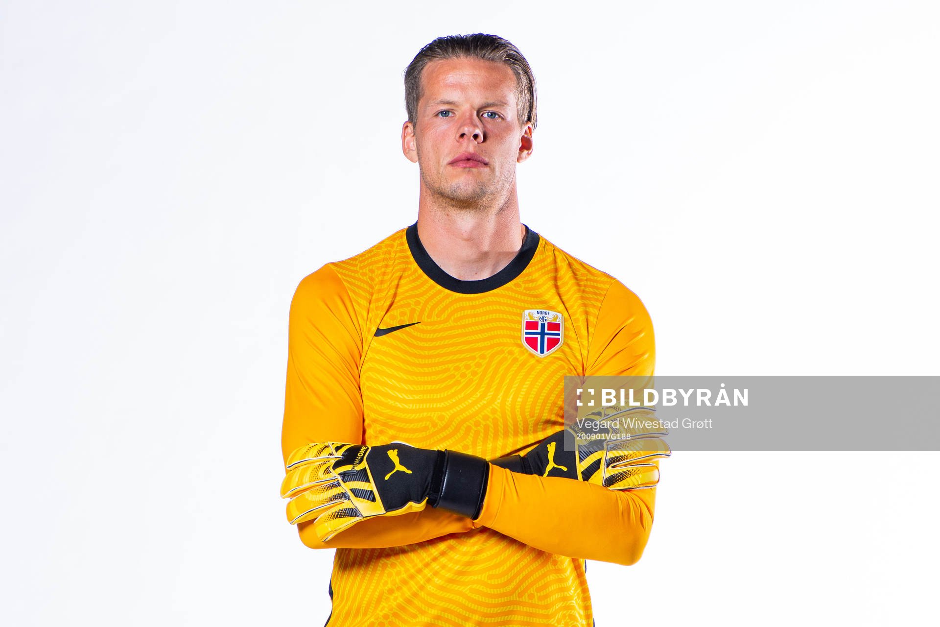Goalkeeper Ørjan Håskjold Nyland of the Norwegian