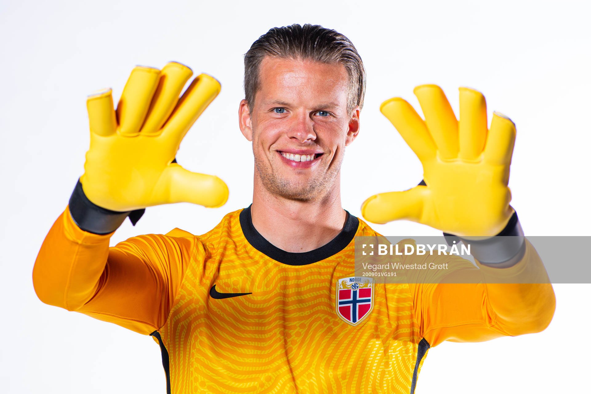 Goalkeeper Ørjan Håskjold Nyland of the Norwegian