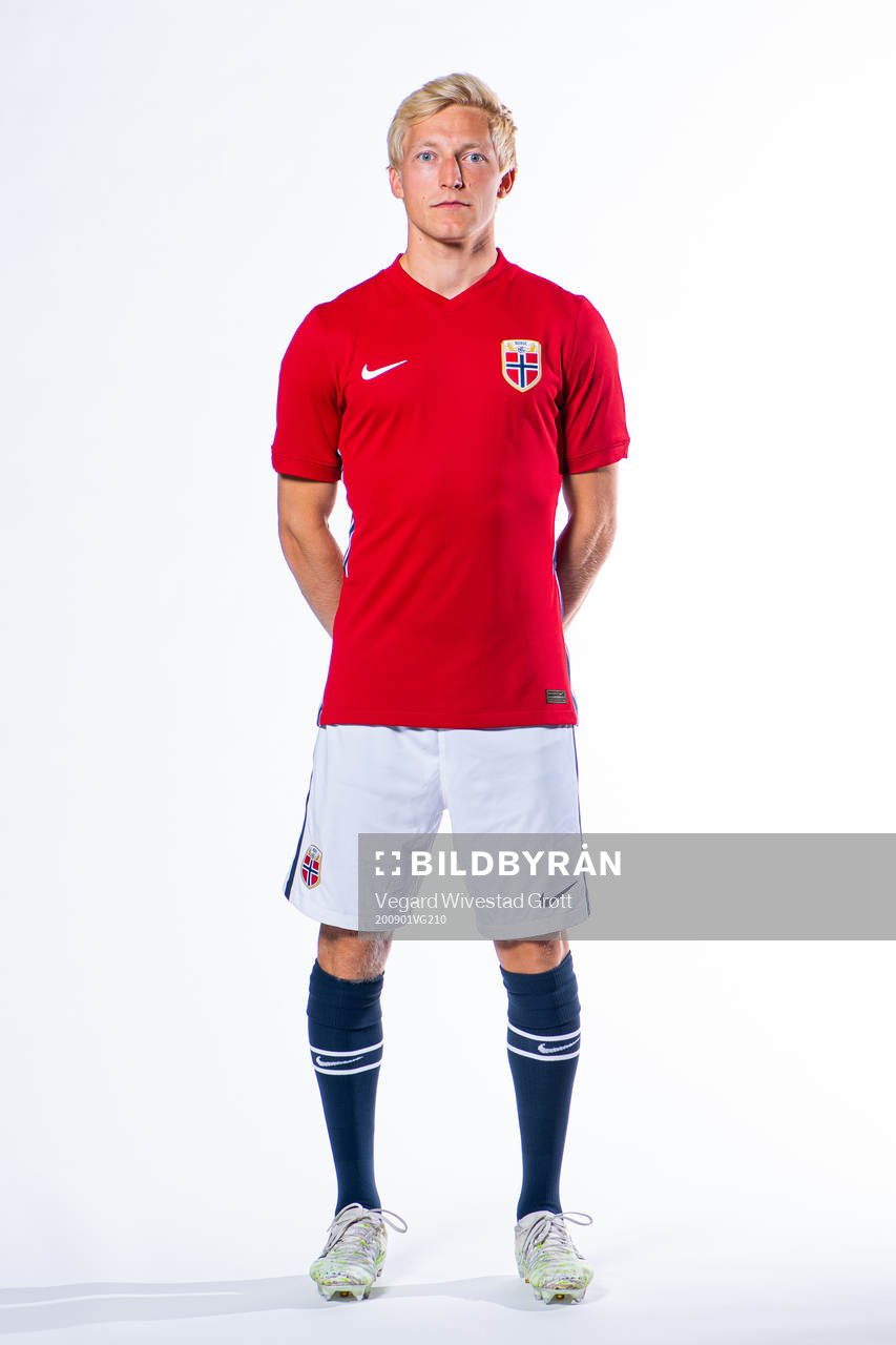 Birger Meling of the Norwegian national football team poses