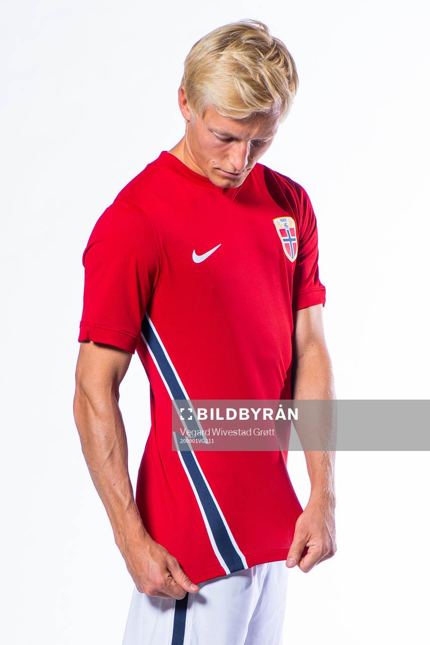 Birger Meling of the Norwegian national football team poses