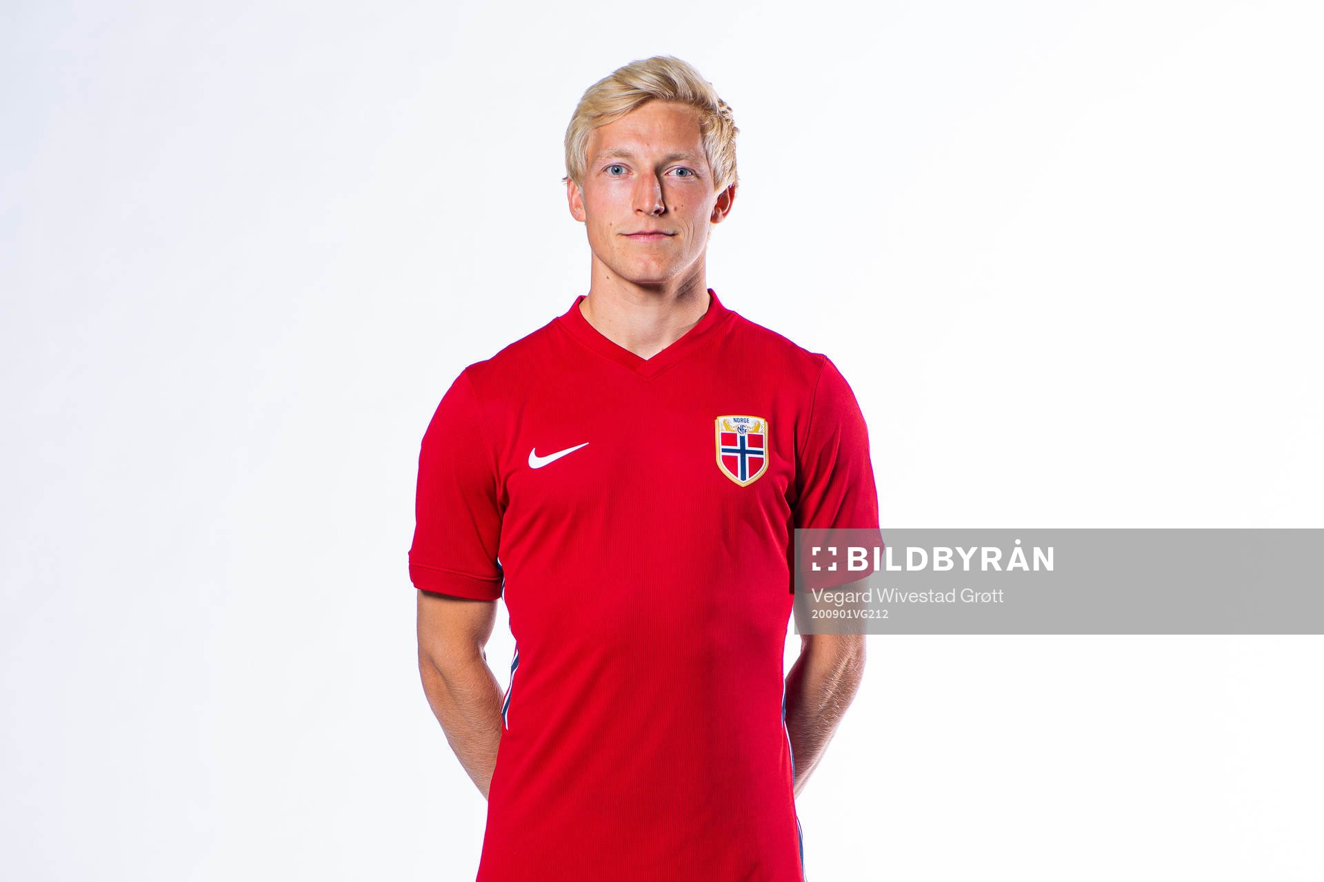 Birger Meling of the Norwegian national football team poses