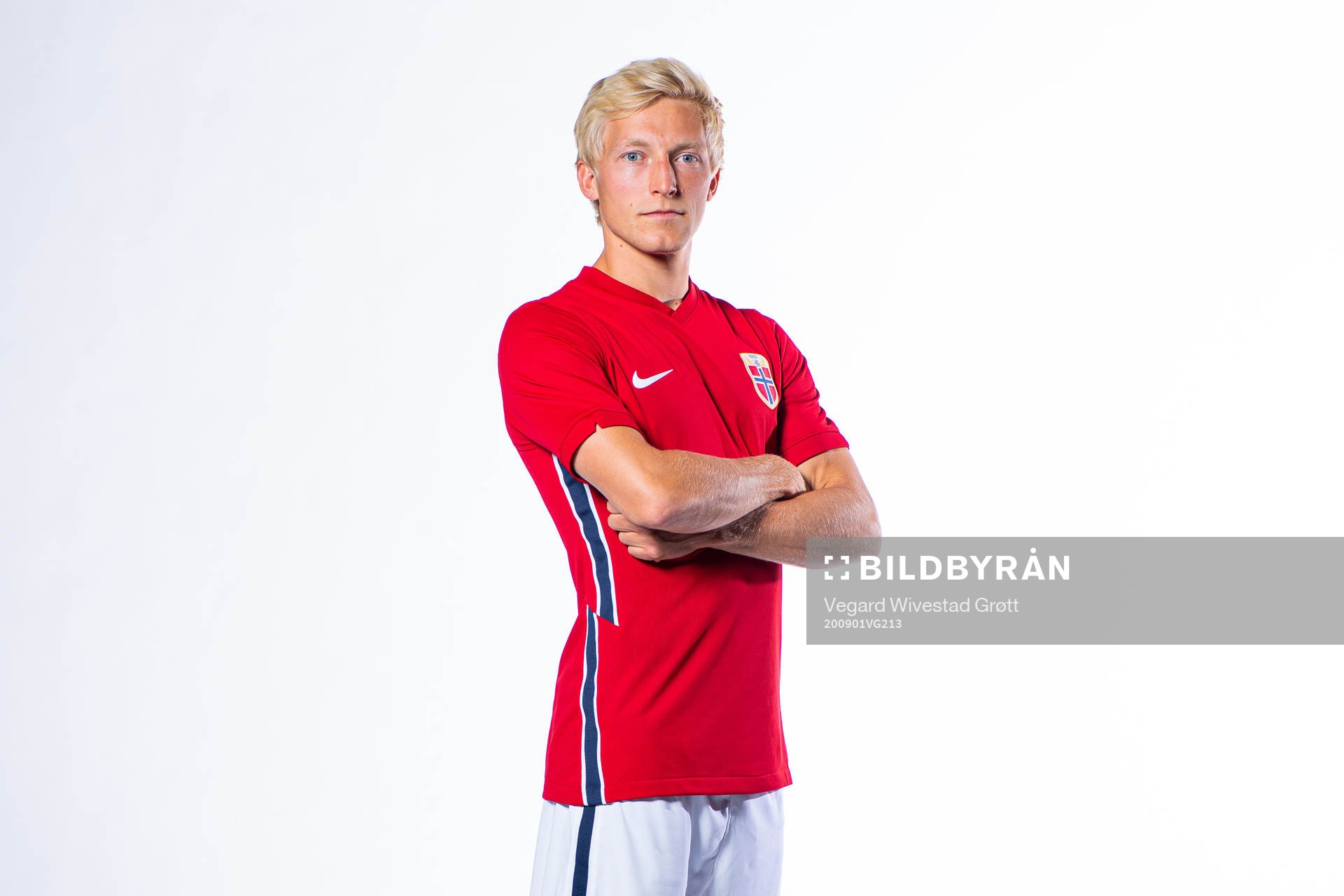 Birger Meling of the Norwegian national football team poses