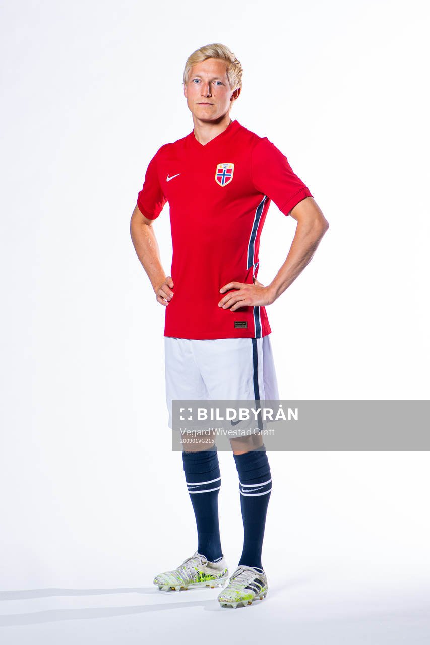 Birger Meling of the Norwegian national football team poses