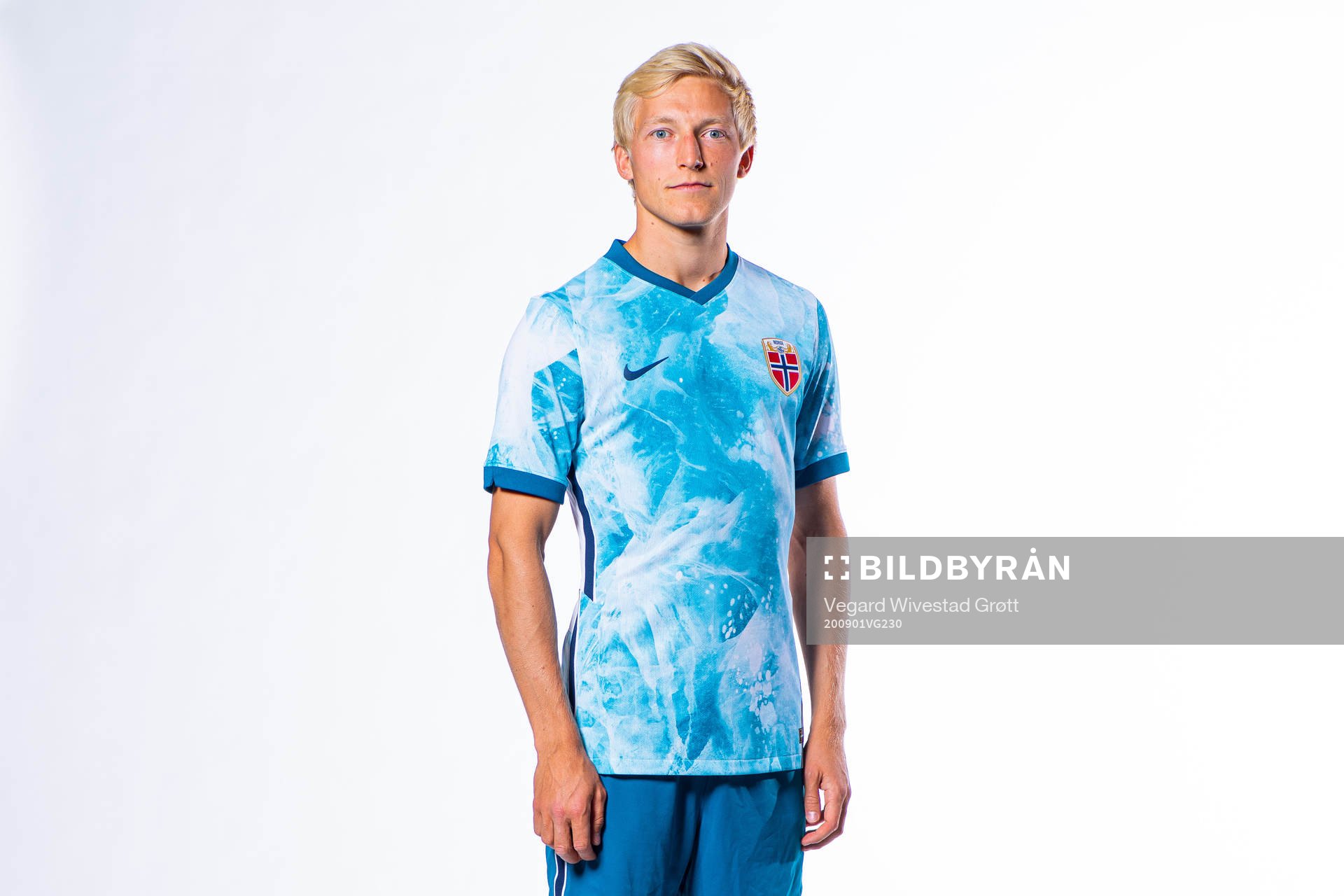 Birger Meling of the Norwegian national football team poses