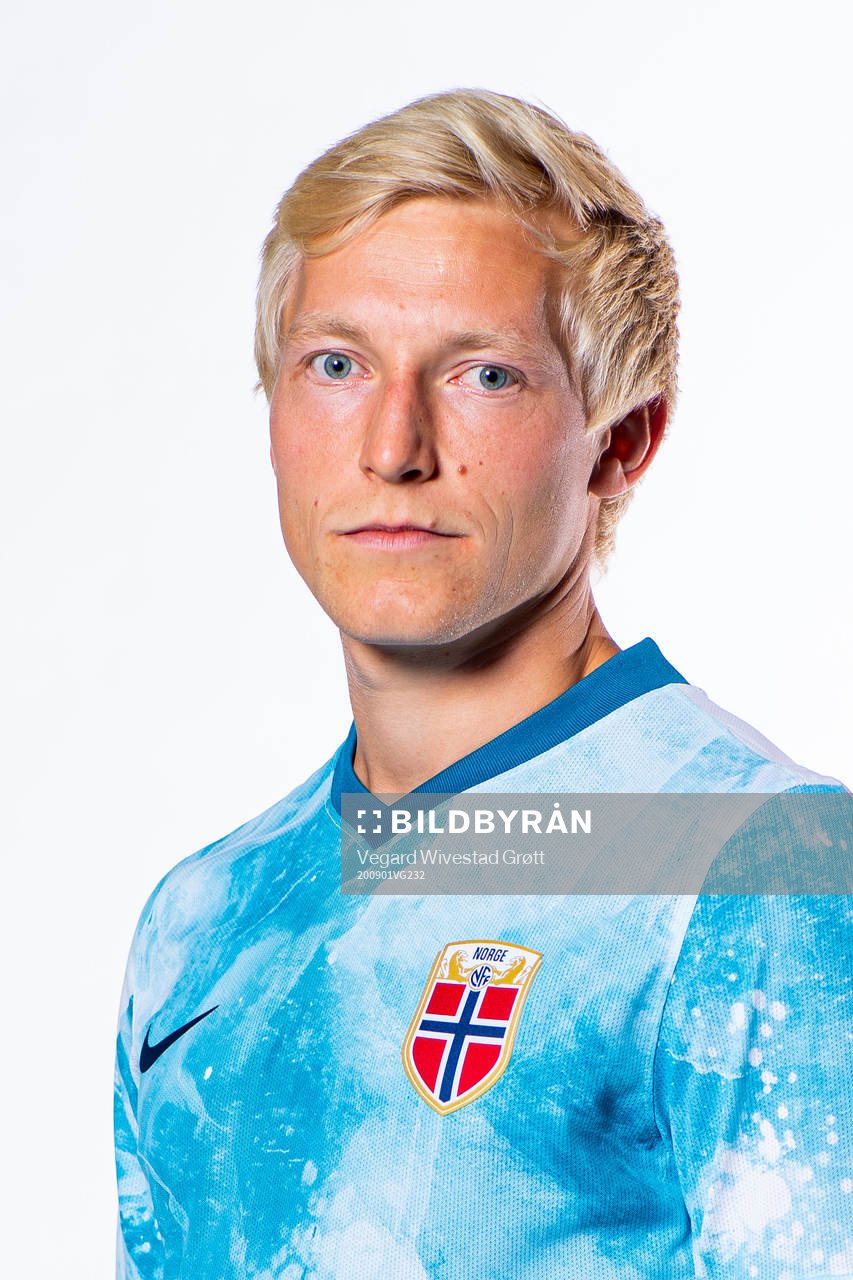 Birger Meling of the Norwegian national football team poses