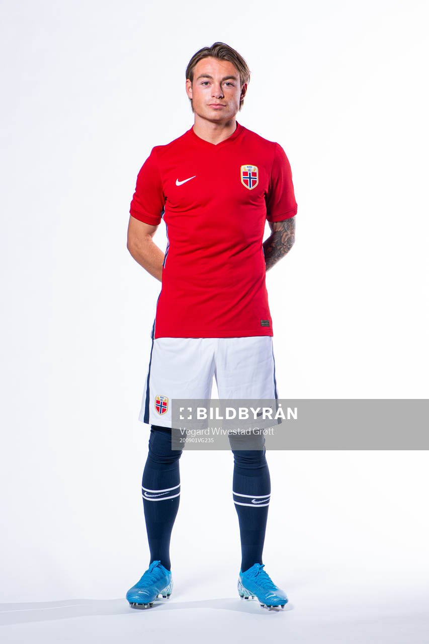 Patrick Berg of the Norwegian national football team poses