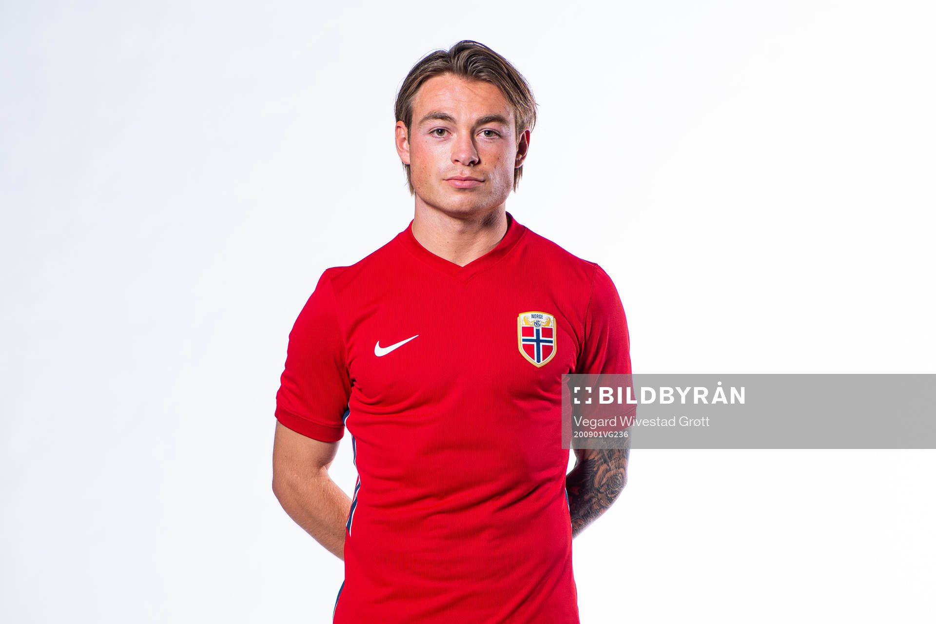 Patrick Berg of the Norwegian national football team poses