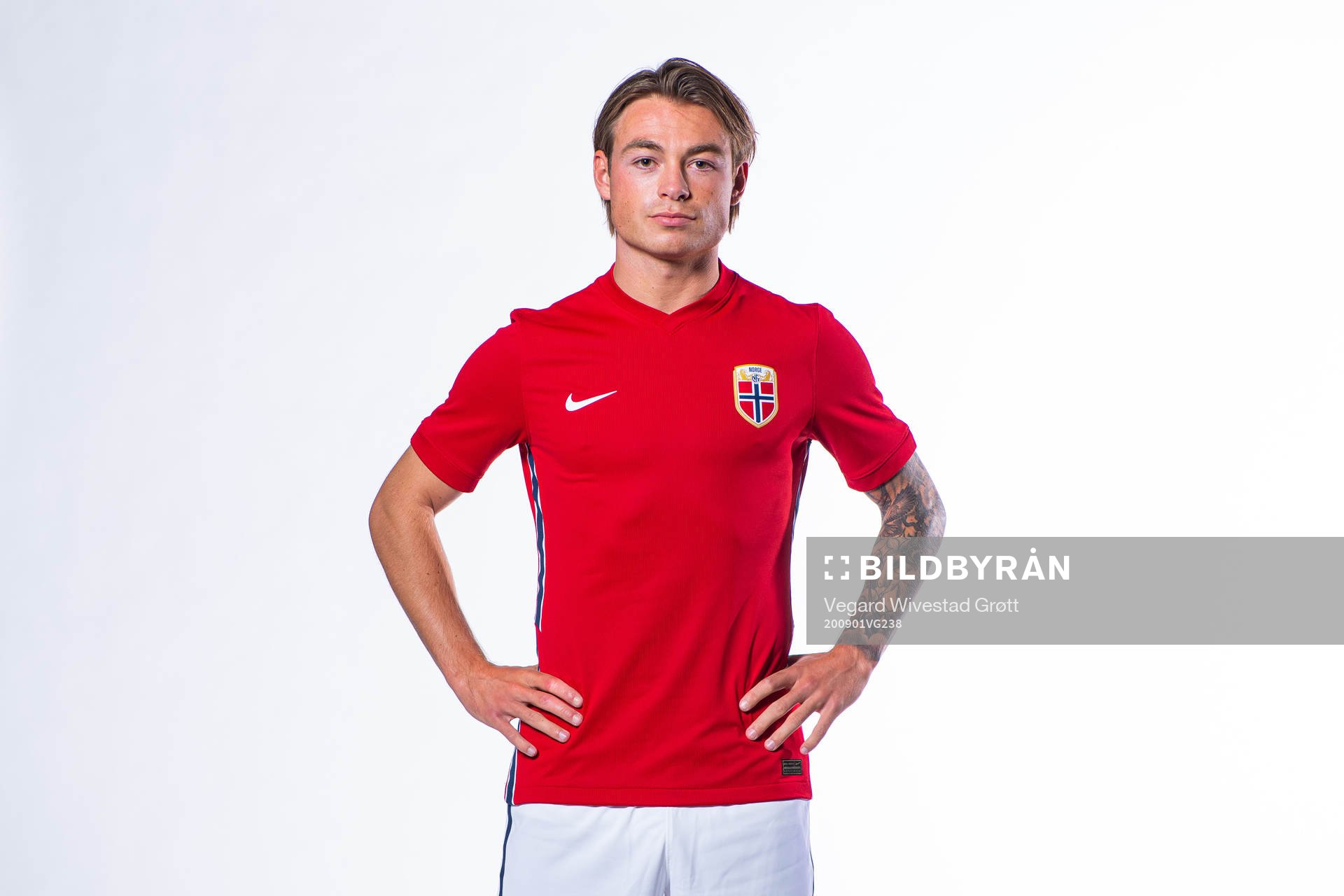 Patrick Berg of the Norwegian national football team poses