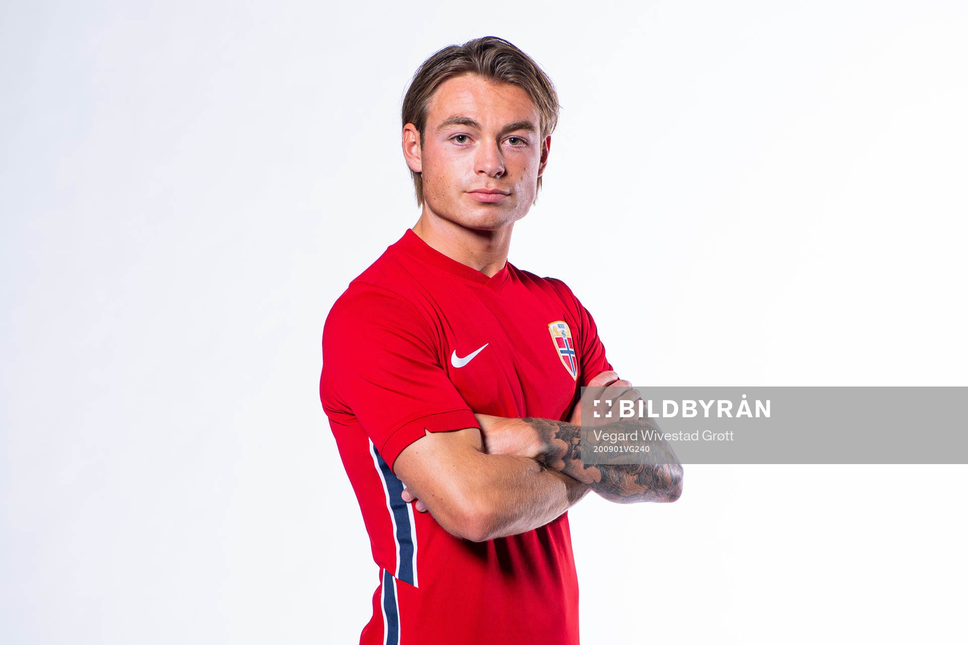 Patrick Berg of the Norwegian national football team poses