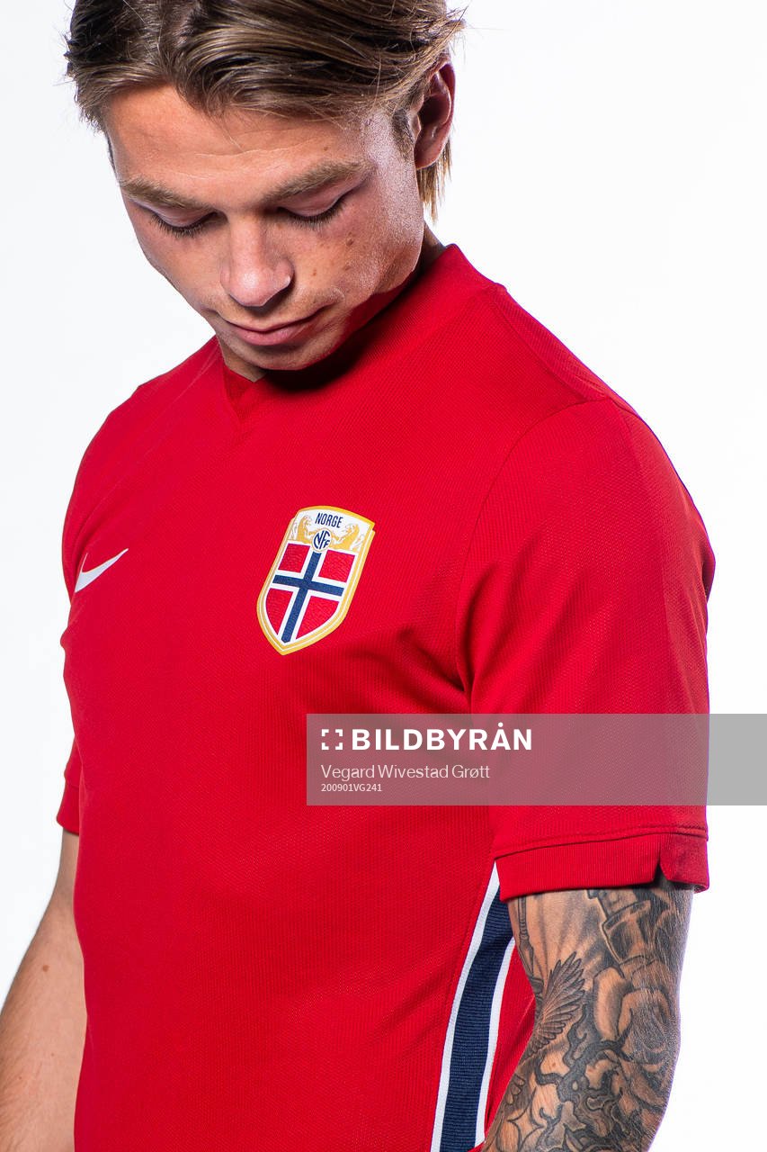 Patrick Berg of the Norwegian national football team poses