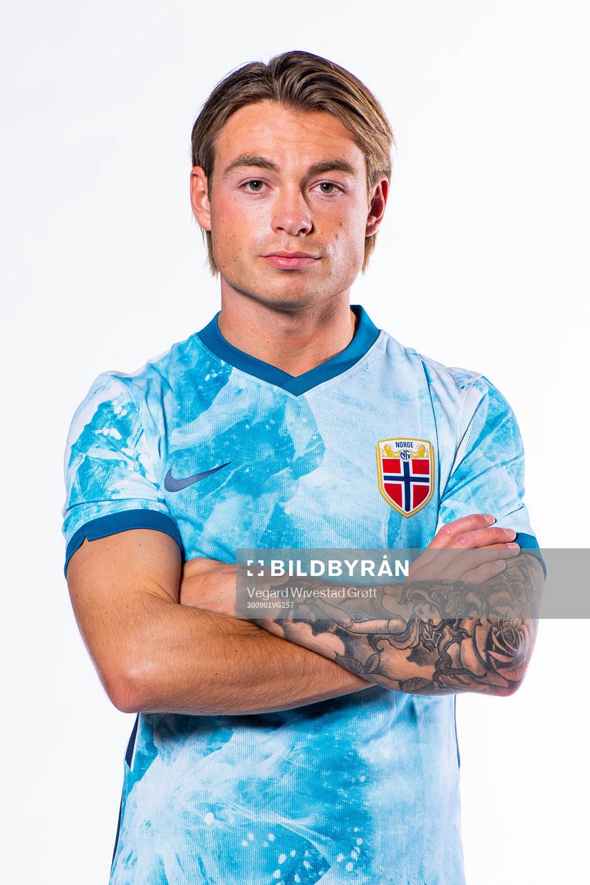 Patrick Berg of the Norwegian national football team poses