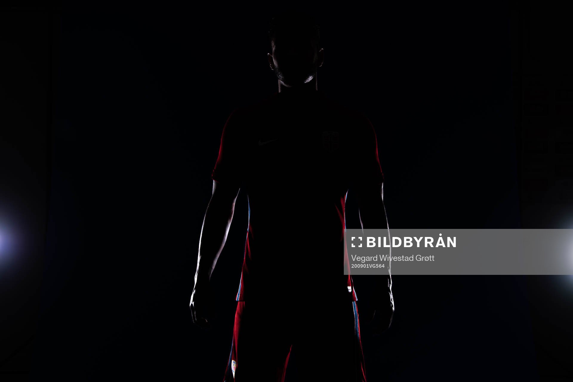 Joshua King of the Norwegian national football team poses