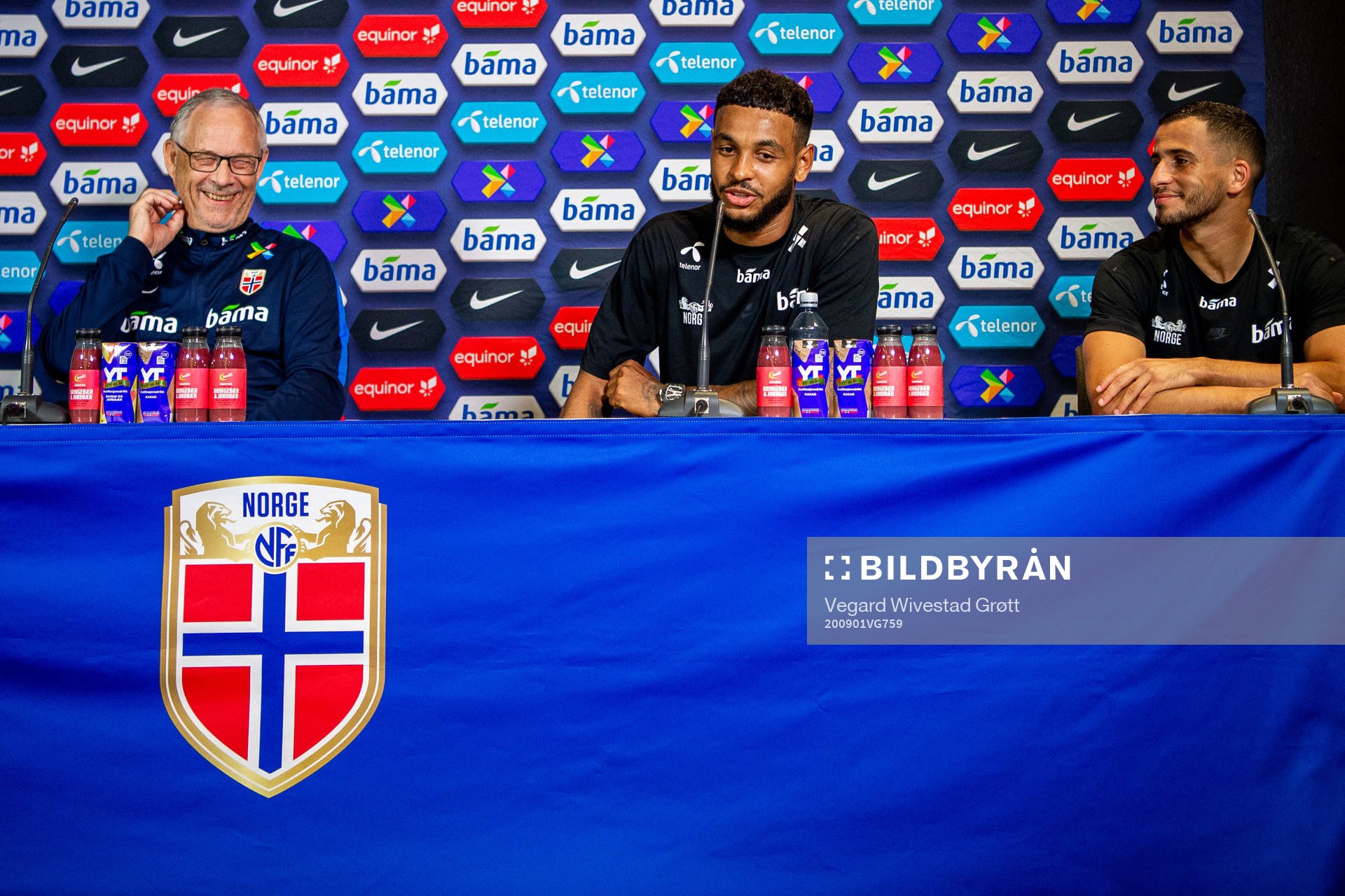 Lars Lagerbäck, head coach of Norway, Joshua King and Omar