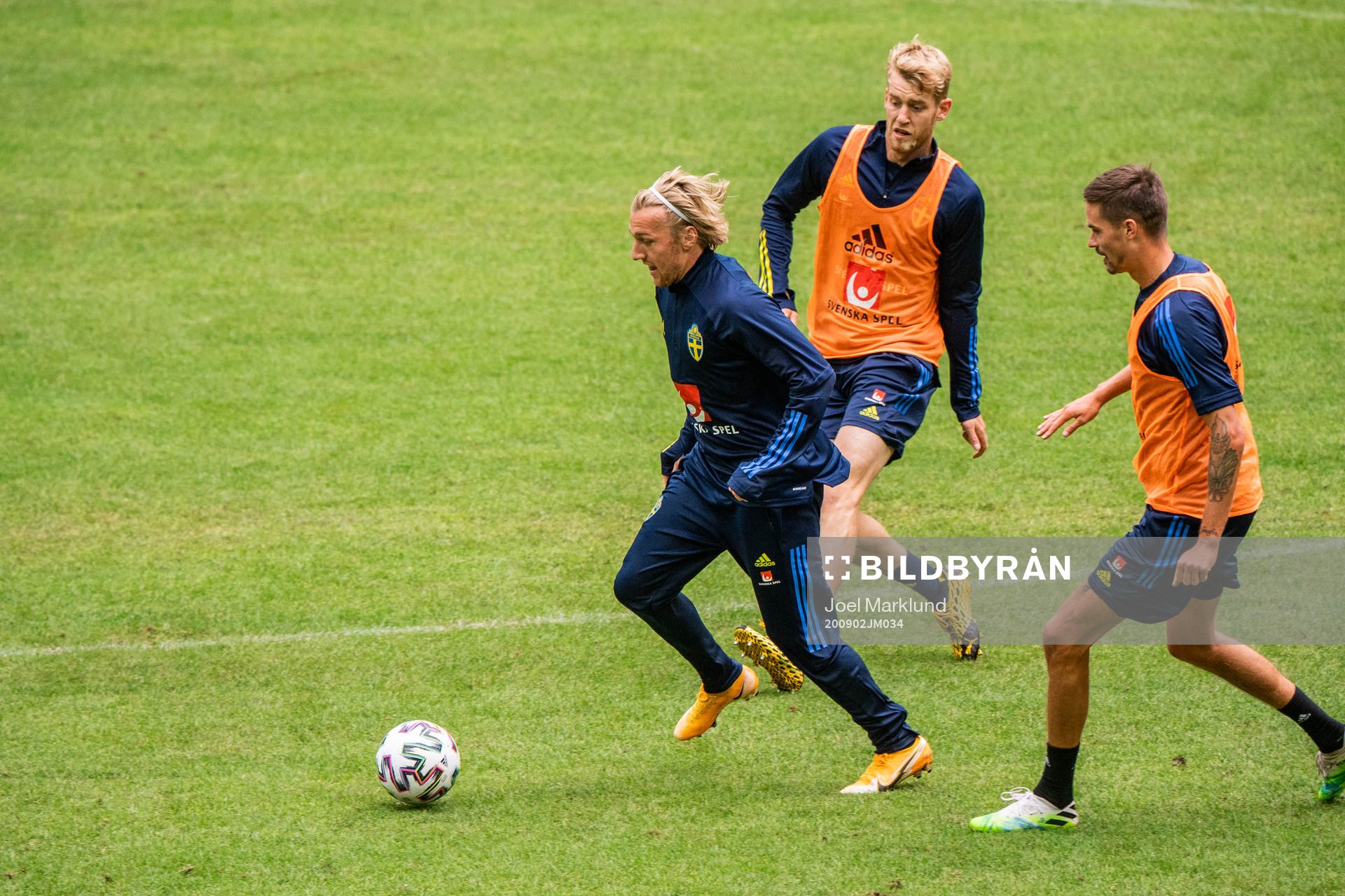 Emil Forsberg, Filip Helander and Mikael Lustig of the