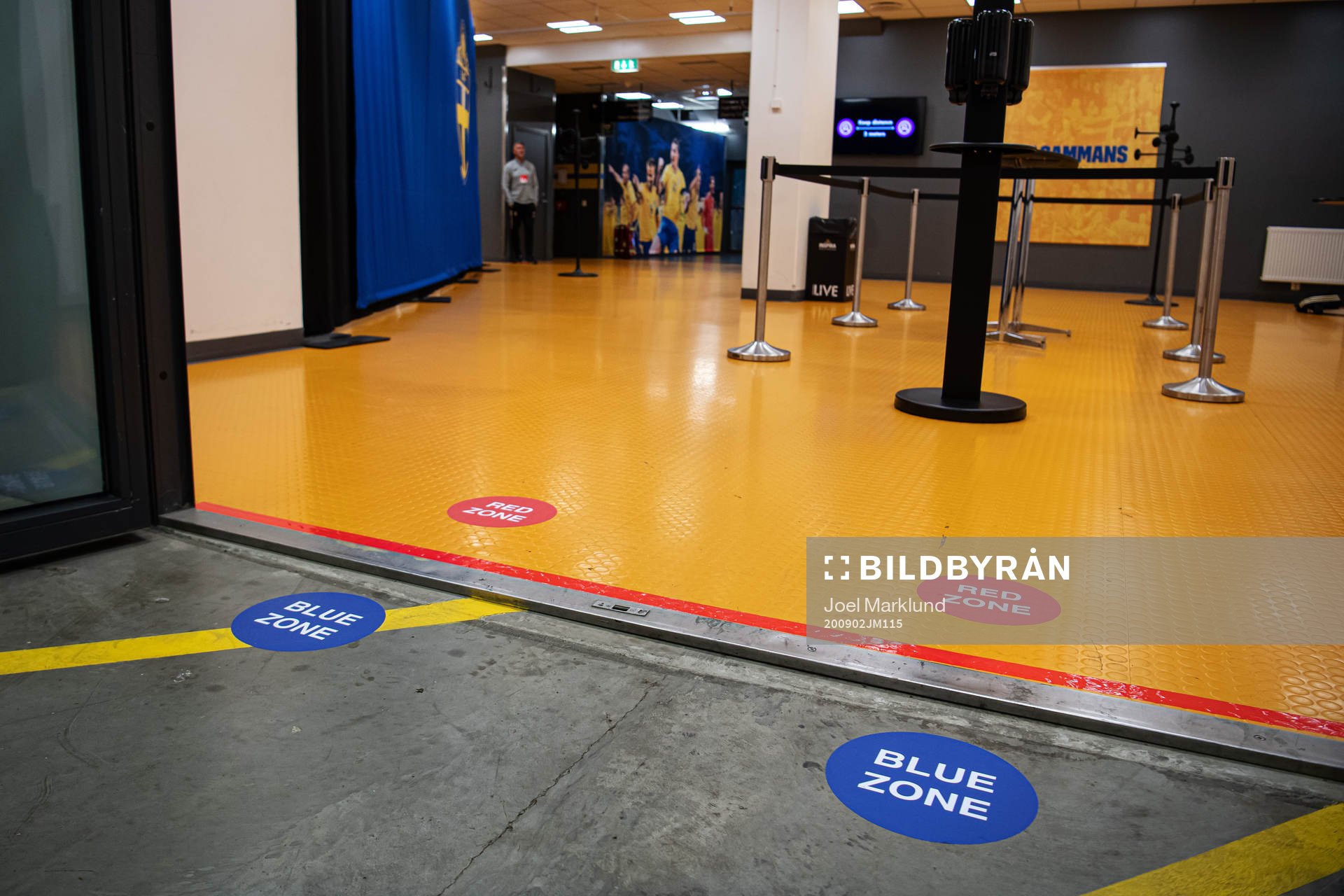 Markers for a blue and red zone in accordance with the UEFA