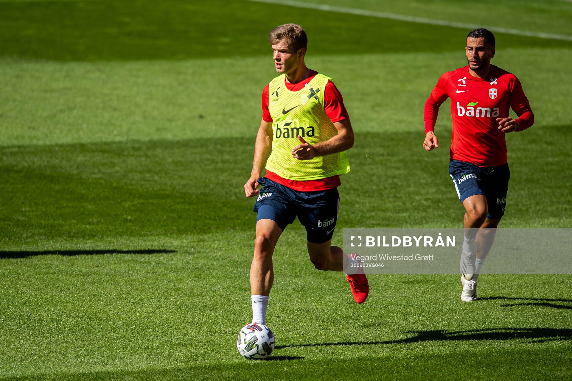 Alexander Sørloth and Omar Elabdellaoui of the Norwegian