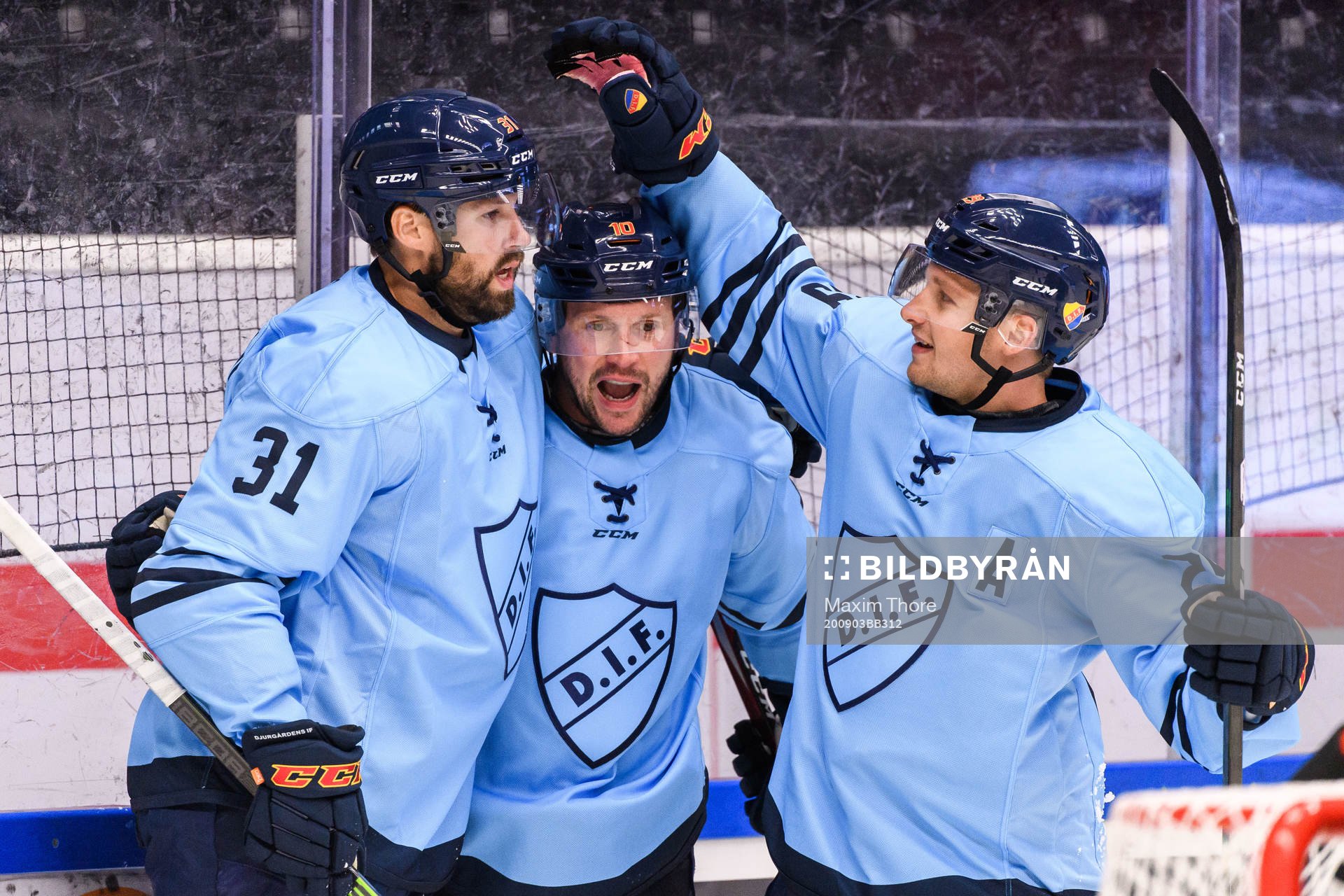 Djurgårdens Dick Axelsson, Niclas Bergfors och Sebastian