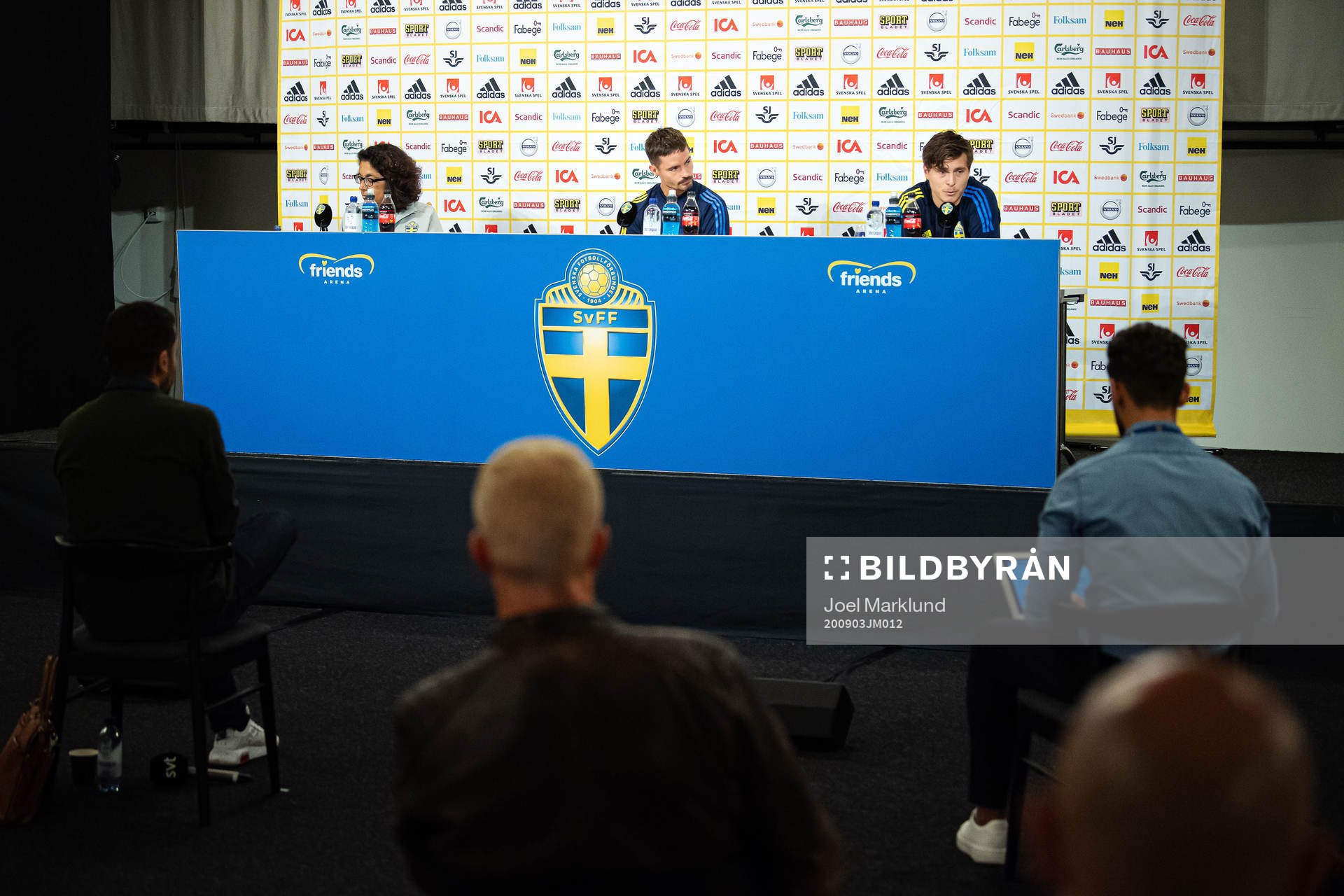 Press officer Ester Kristiansson, Mikael Lustig and Victor