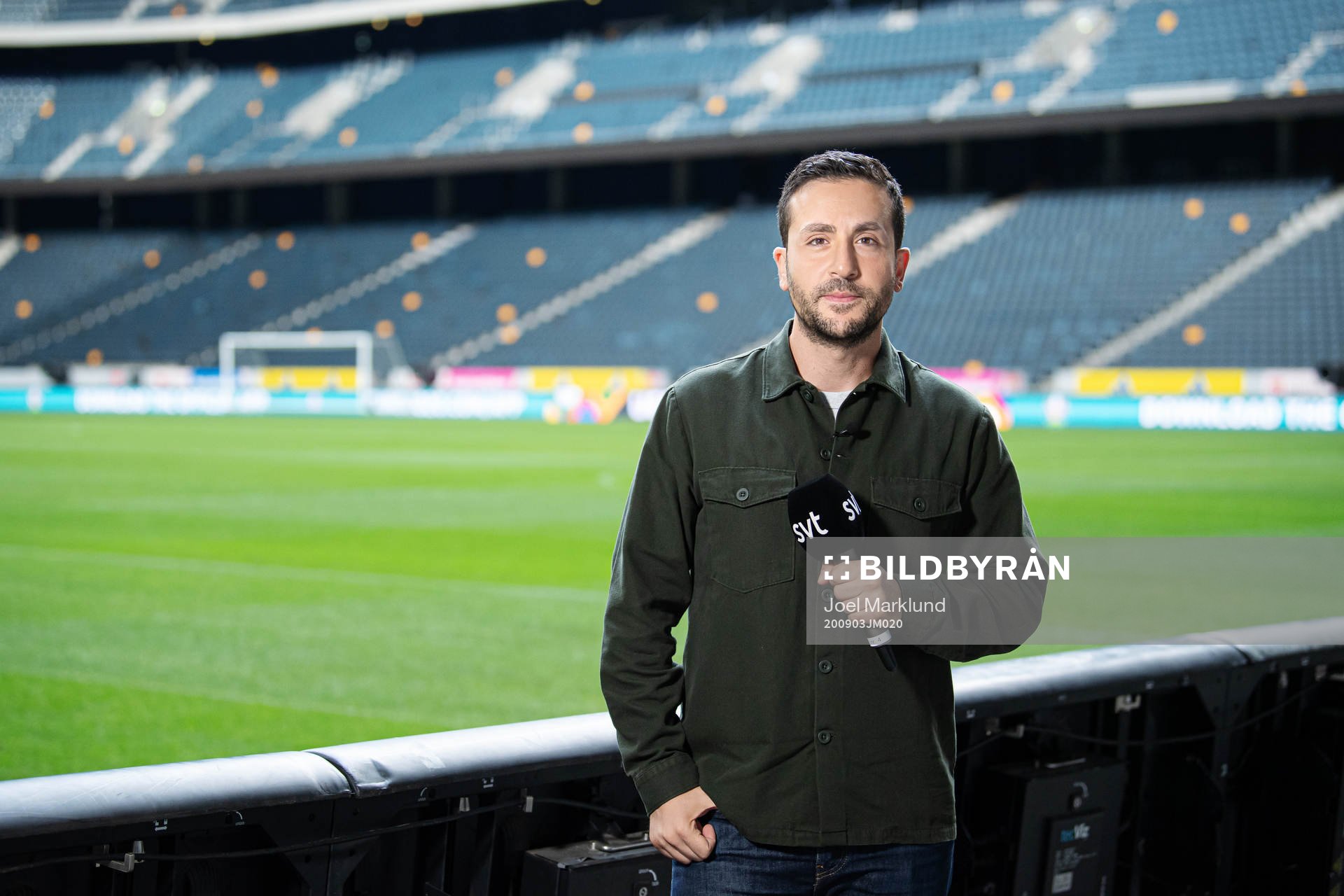Johan Kücükaslan, reporter at SVT Sport, poses for a