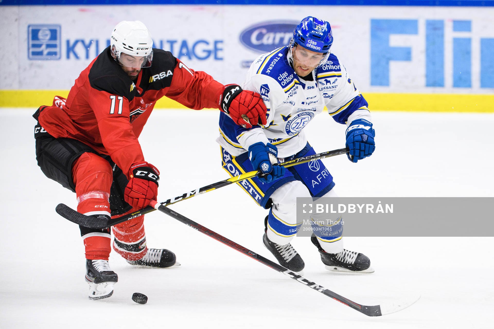 Malmö Redhawks Markus Lauridsen och Leksands Carter Camper