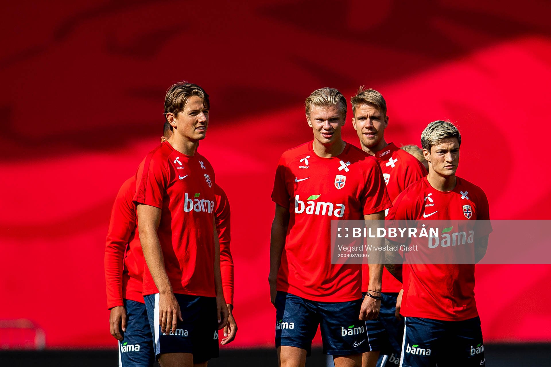 Sander Berge, Erling Braut Haaland, Kristoffer Ajer and