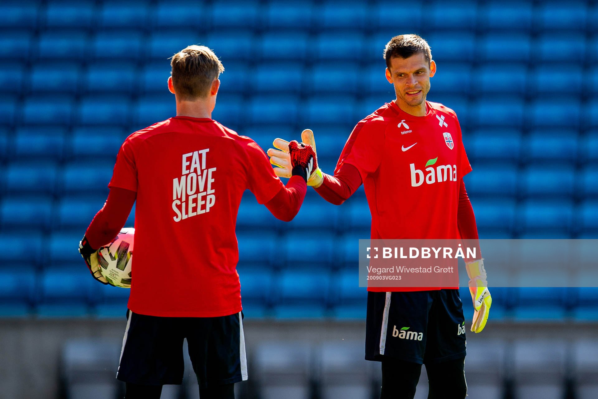 Goalkeepers Sondre Rossbach and Rune Almenning Jarstein of