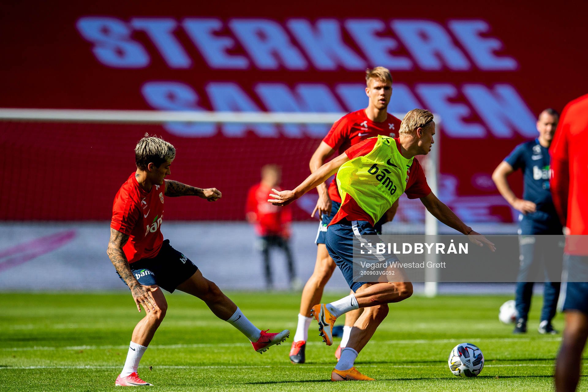 Mathias Normann and Erling Braut Haaland of the Norwegian