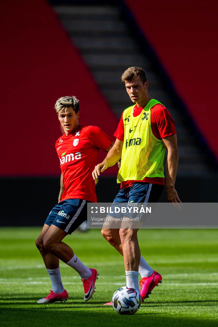 Mathias Normann and Alexander Sørloth of the Norwegian