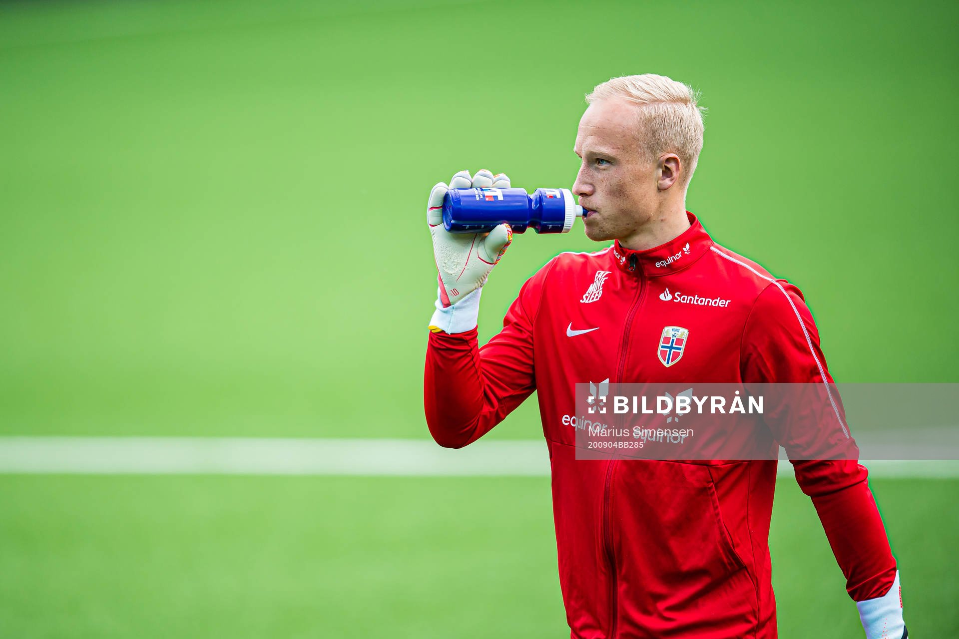 Goalkeeper Julian Faye Lund of Norway ahead of the UEFA European Under-21 Qualifier football match between Norway and Gibraltar on September 4, 2020 in Drammen.