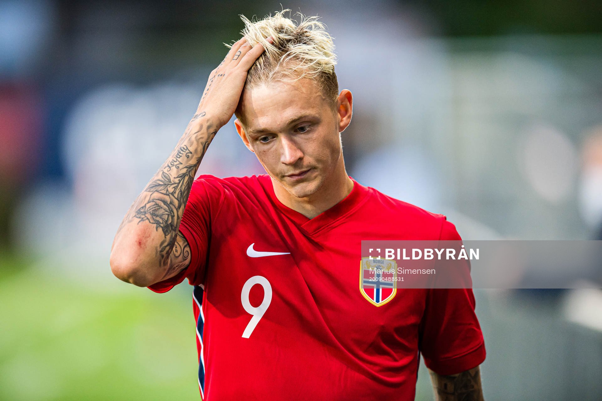 Birk Risa of Norway after the UEFA European Under-21 Qualifier football match between Norway and Gibraltar on September 4, 2020 in Drammen.