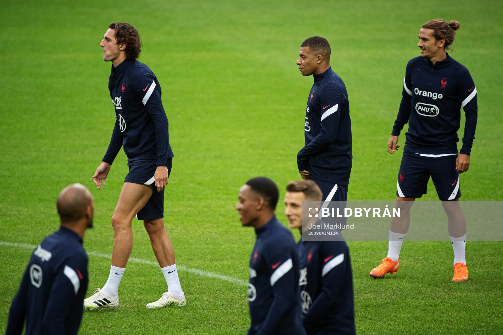 Adrien Rabiot, Kylian Mbappé and Antoine Griezmann of the