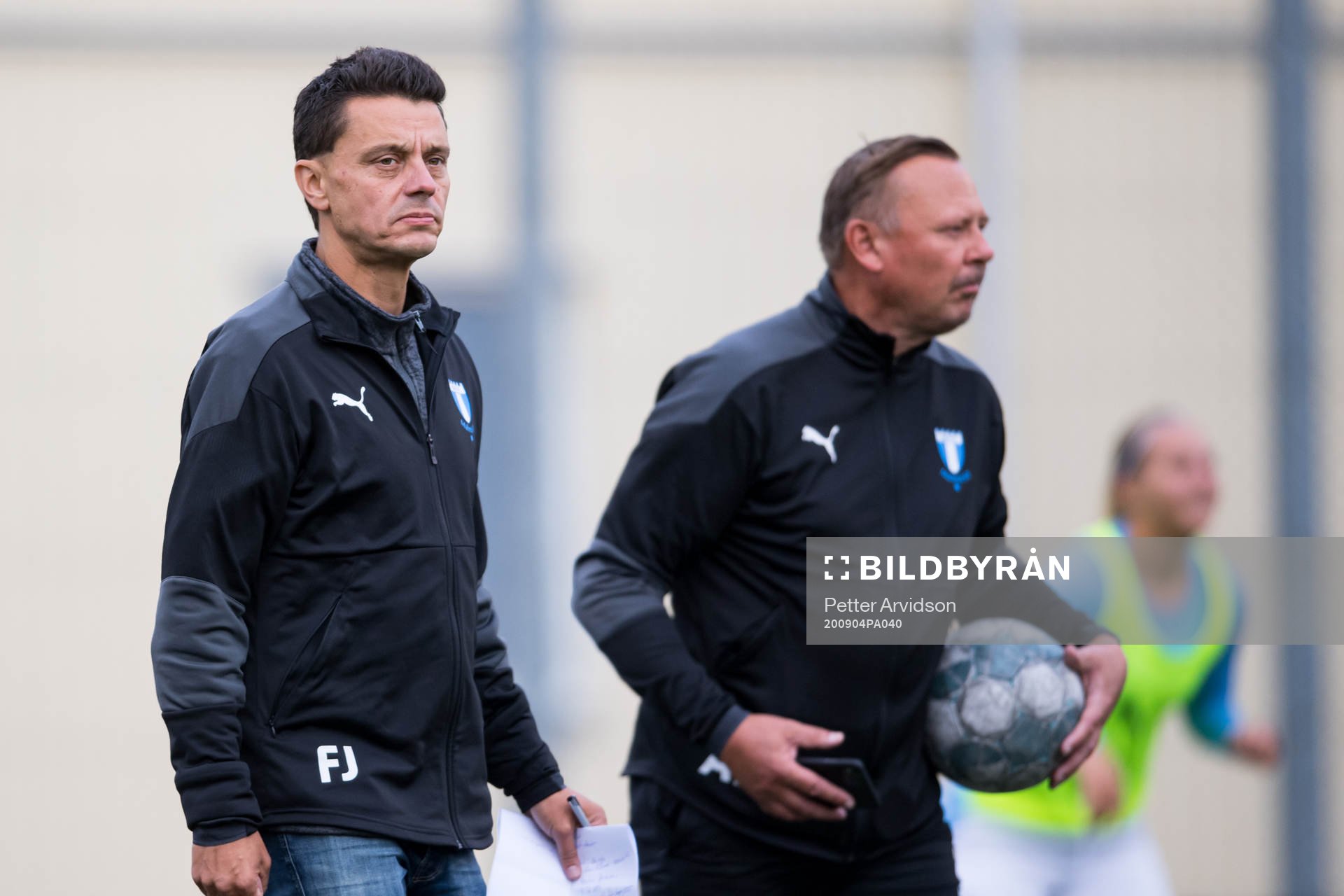 Malmö FFs tränare Fredrik Jahnfors och assisterande