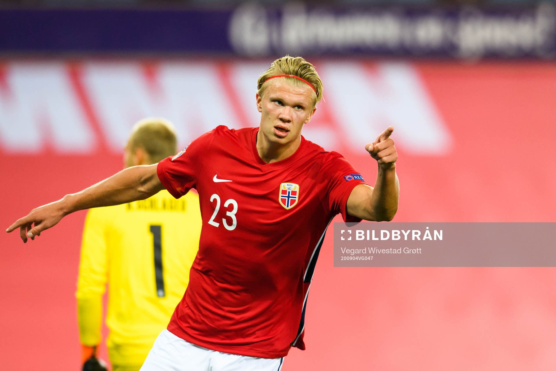 Erling Braut Haaland of Norway celebrates the 1-2 goal