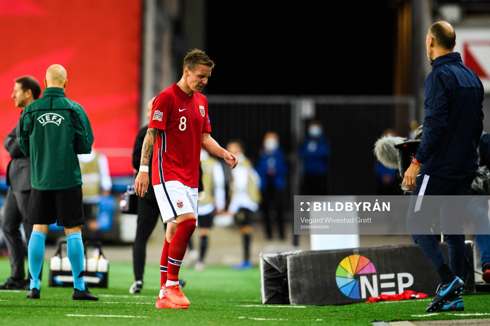Stefan Johansen of Norway in pain
