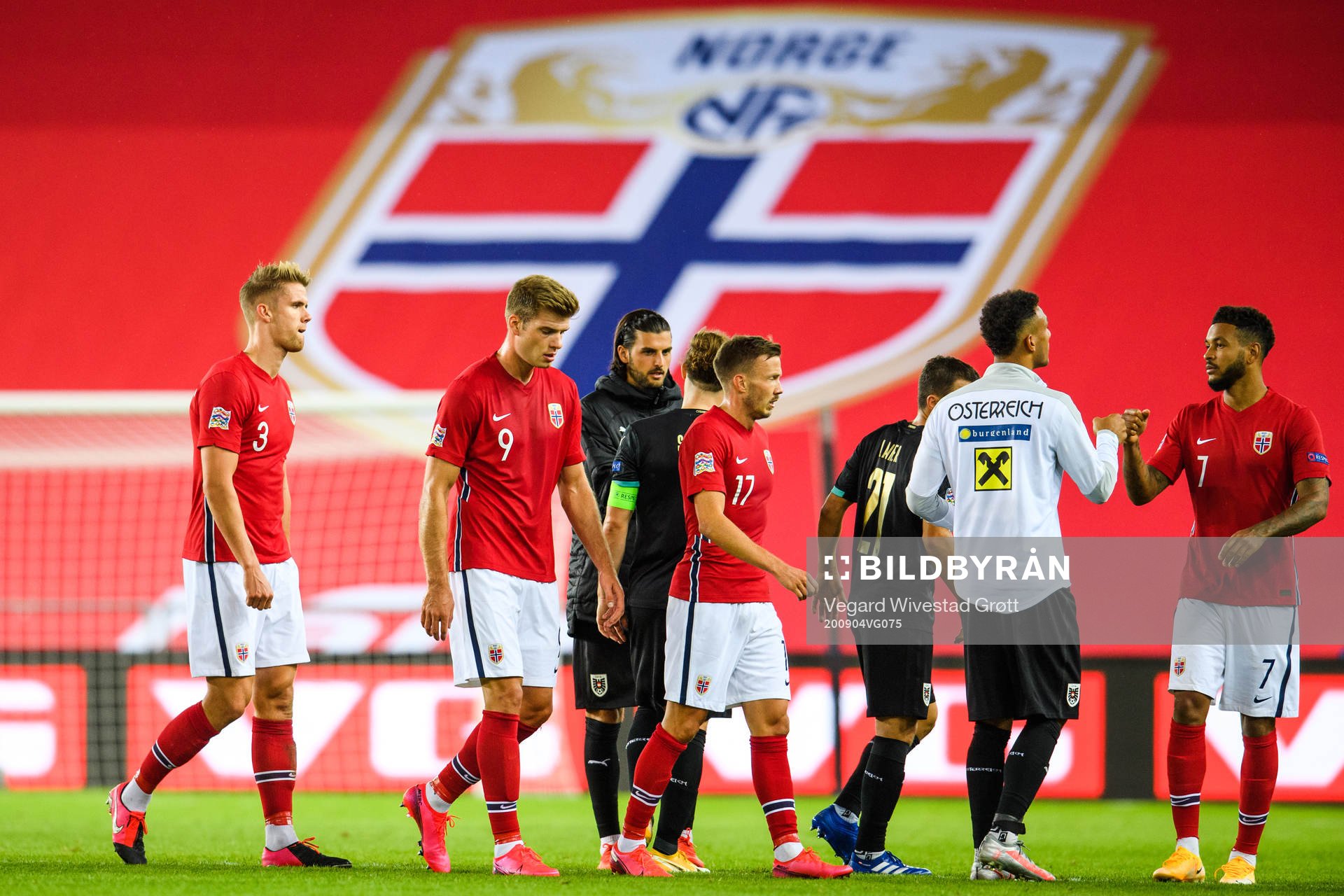 Kristoffer Ajer, Alexander Sørloth, Martin Linnes and