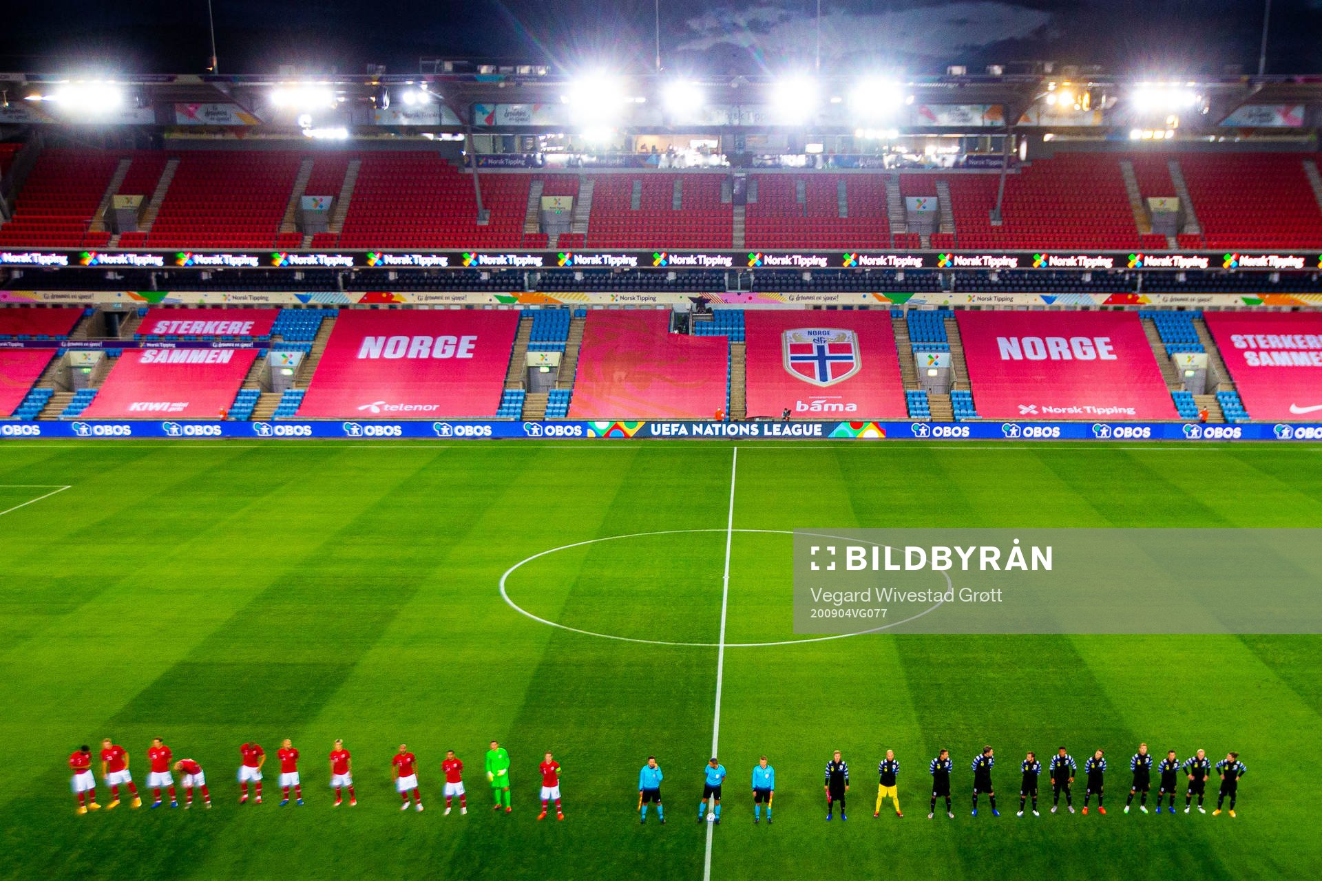 General view of Ullevaal stadion as the teams line up