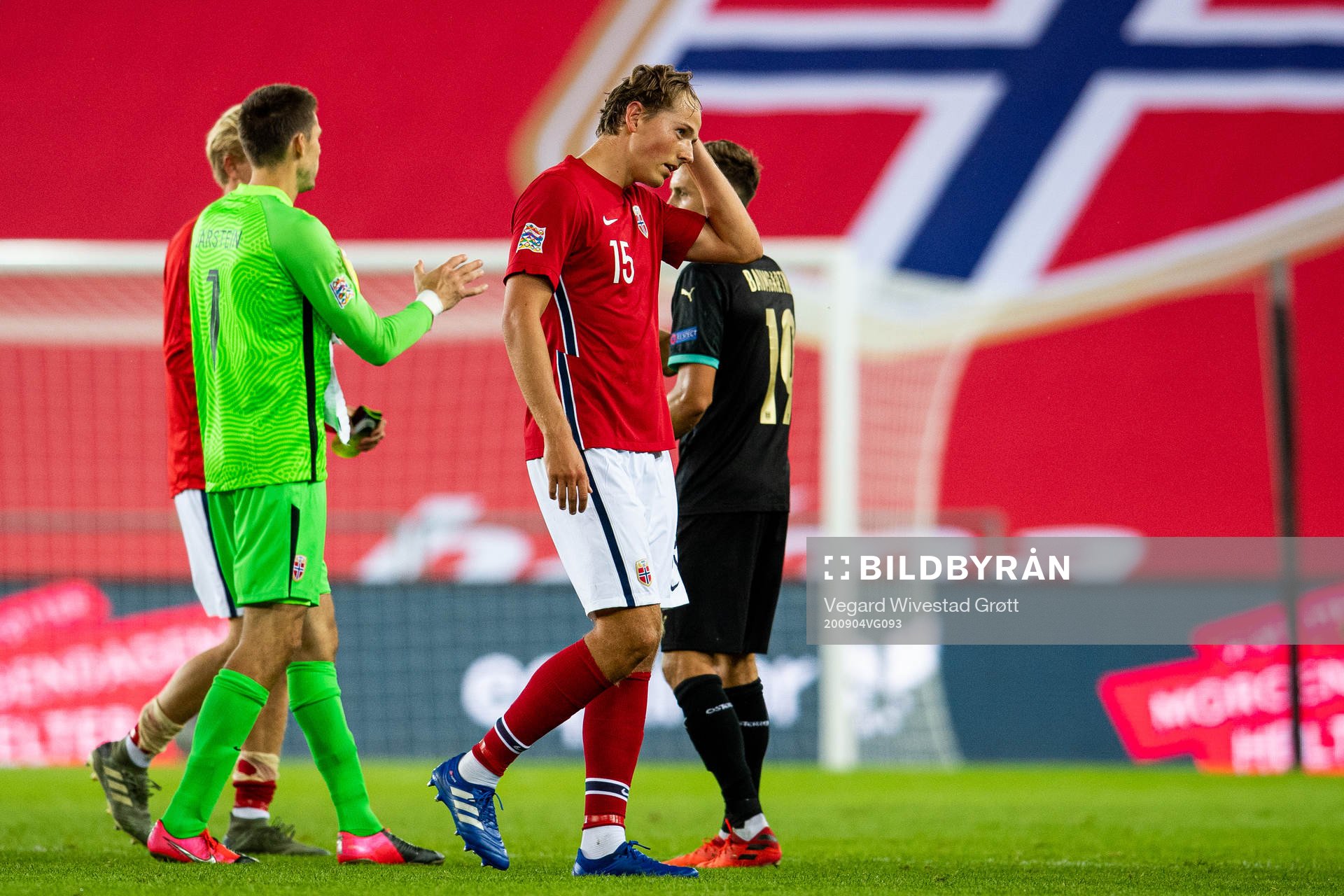 Sander Berge of Norway looks dejected