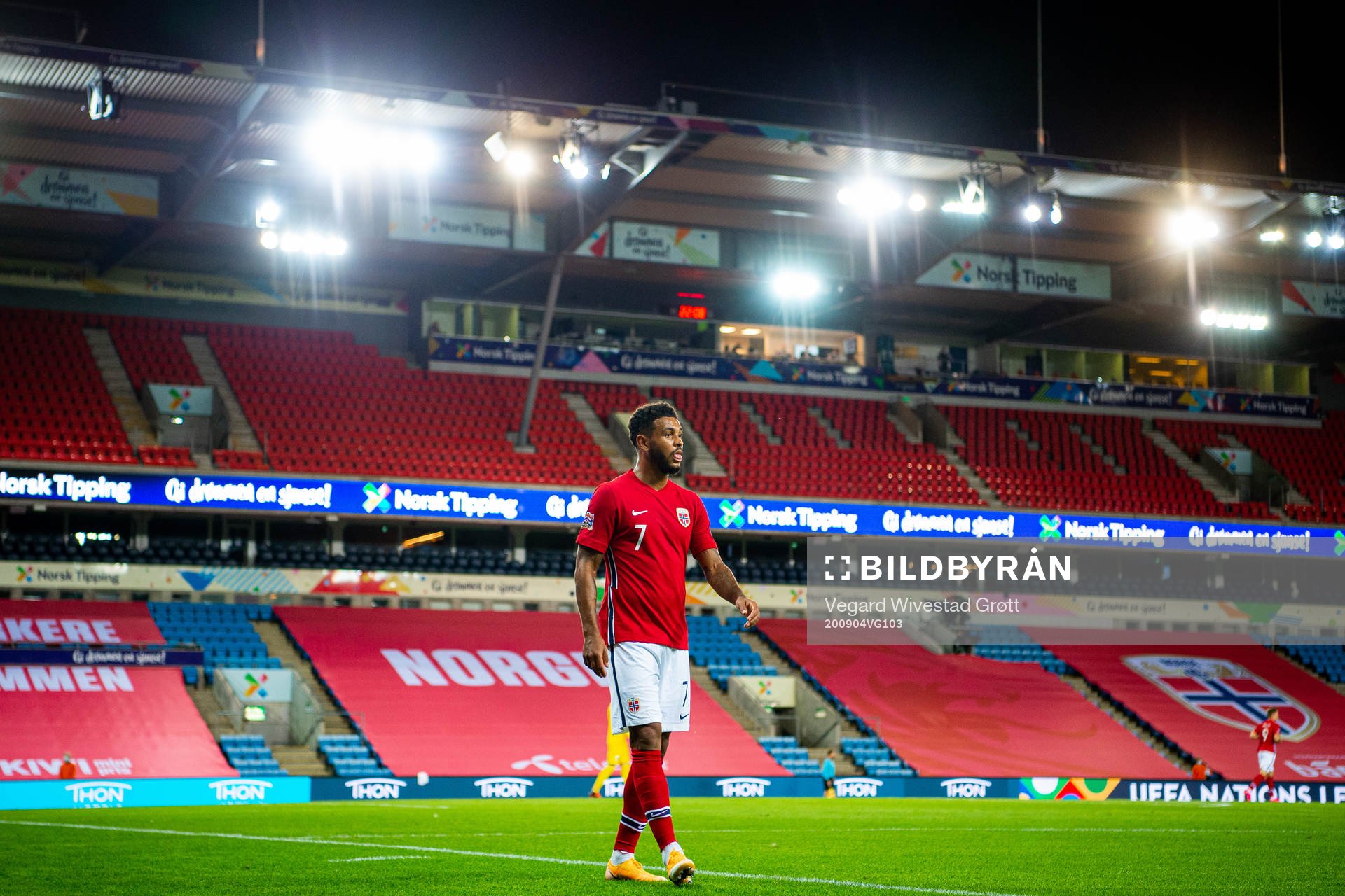 Joshua King of Norway looks dejected