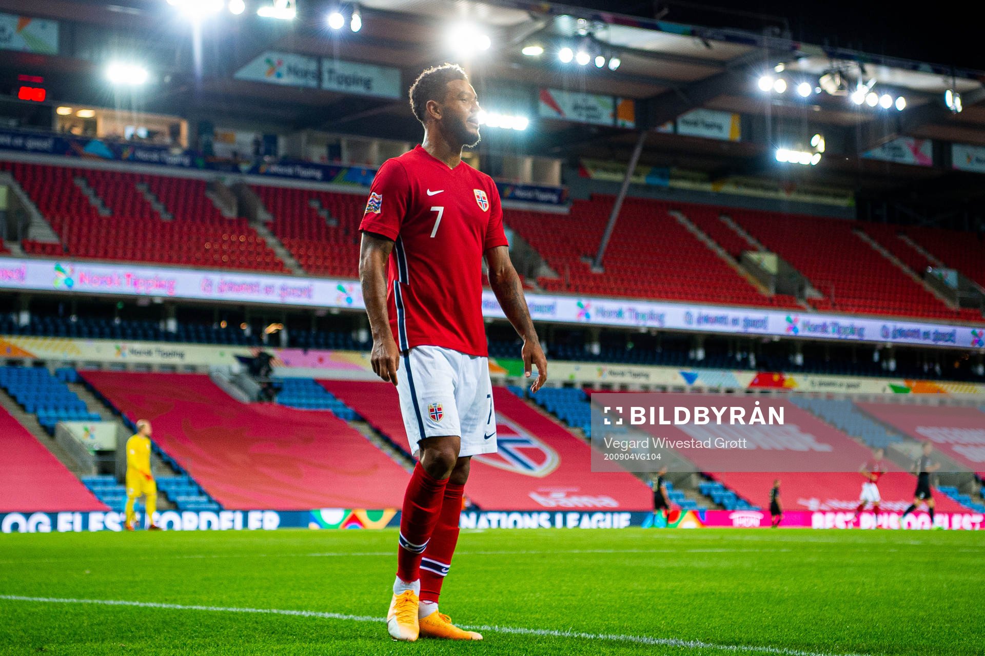 Joshua King of Norway looks dejected