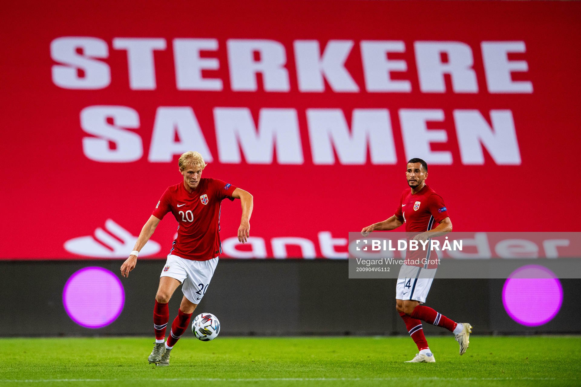 Morten Thorsby and Omar Elabdellaoui of Norway