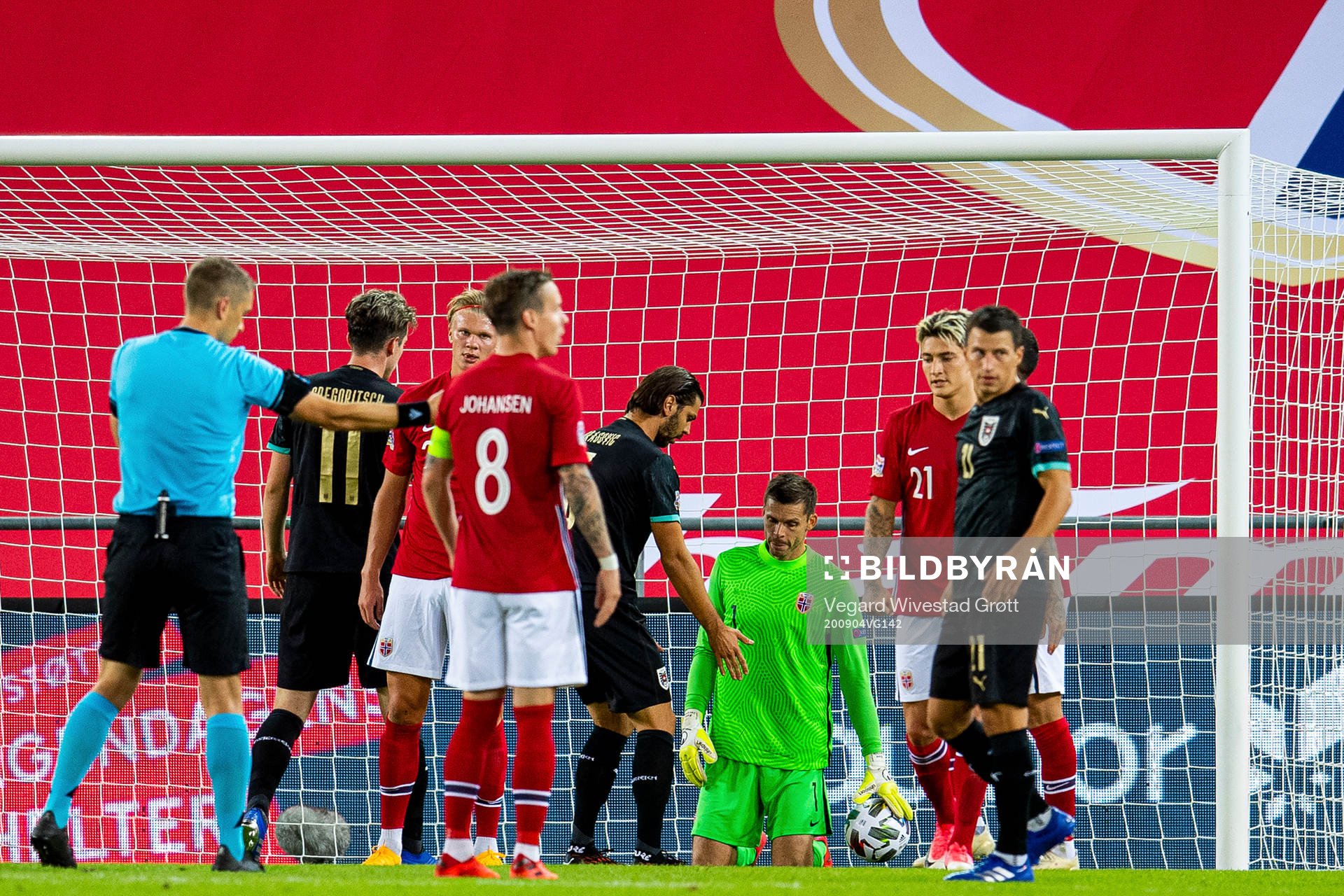 Goalkeeper Rune Almenning Jarstein of Norway looks dejected
