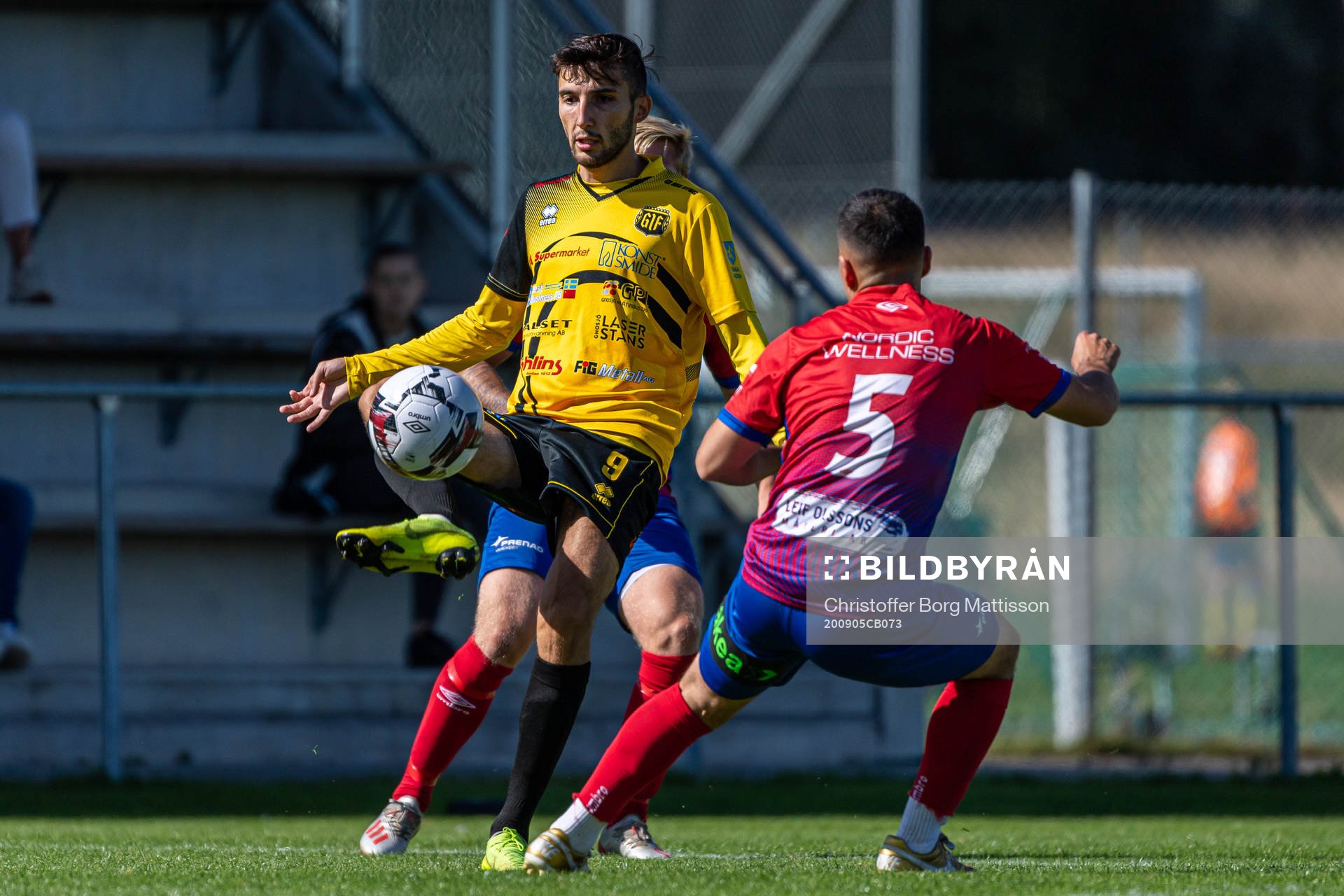 Gnosjös Ellis Culum under fotbollsmatchen i Division 3 södra mellan Höganäs och Gnosjö den 5 september 2020 i Höganäs.