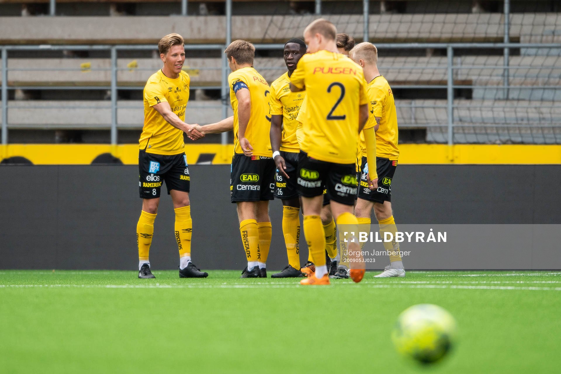Elfsborgs spelare jublar efter att Noah Söderberg gjort 1-0 under fotbollsmatchen i P19 Allsvenskan mellan Elfsborg och Trelleborg den 5 september 2020 i Borås.